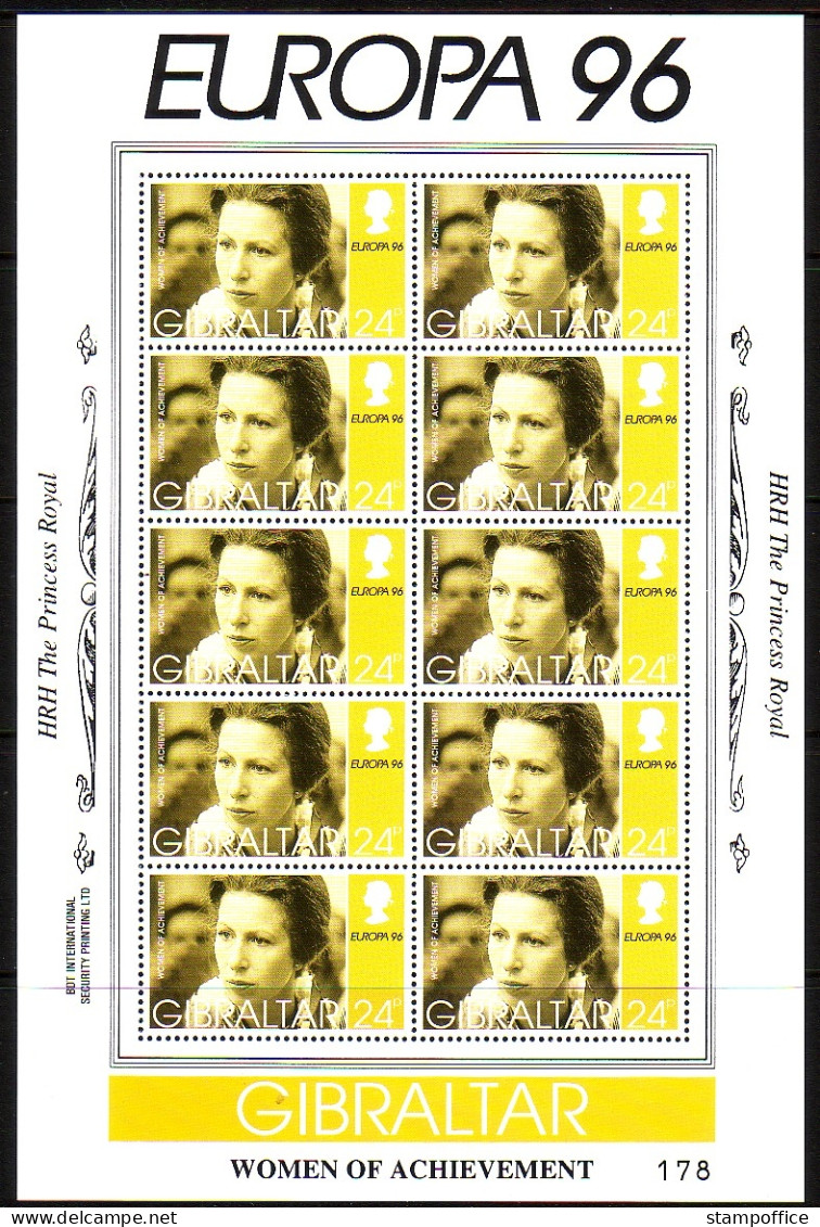 GIBRALTAR MI-NR. 755-758 POSTFRISCH KLEINBOGENSATZ EUROPA 1996 LADY DIANA KÖNIGIN ELISABETH - 1996