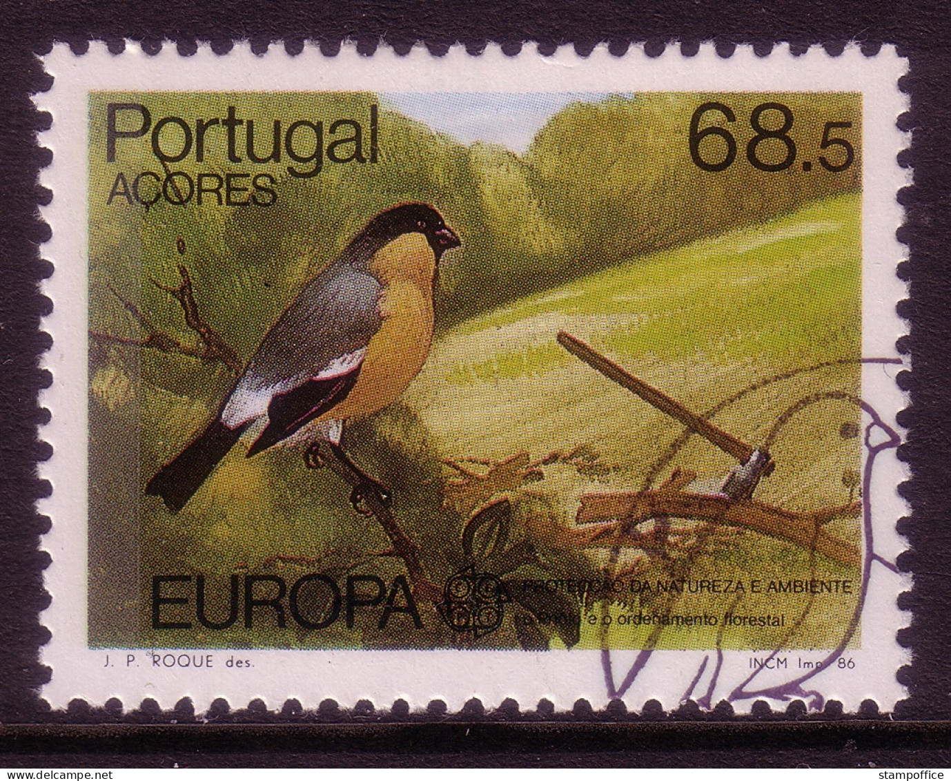 AZOREN MI-NR. 376 GESTEMPELT(USED) EUROPA 1986 NATUR- Und UMWELTSCHUTZ VOGEL AZORENGIMPEL - 1986