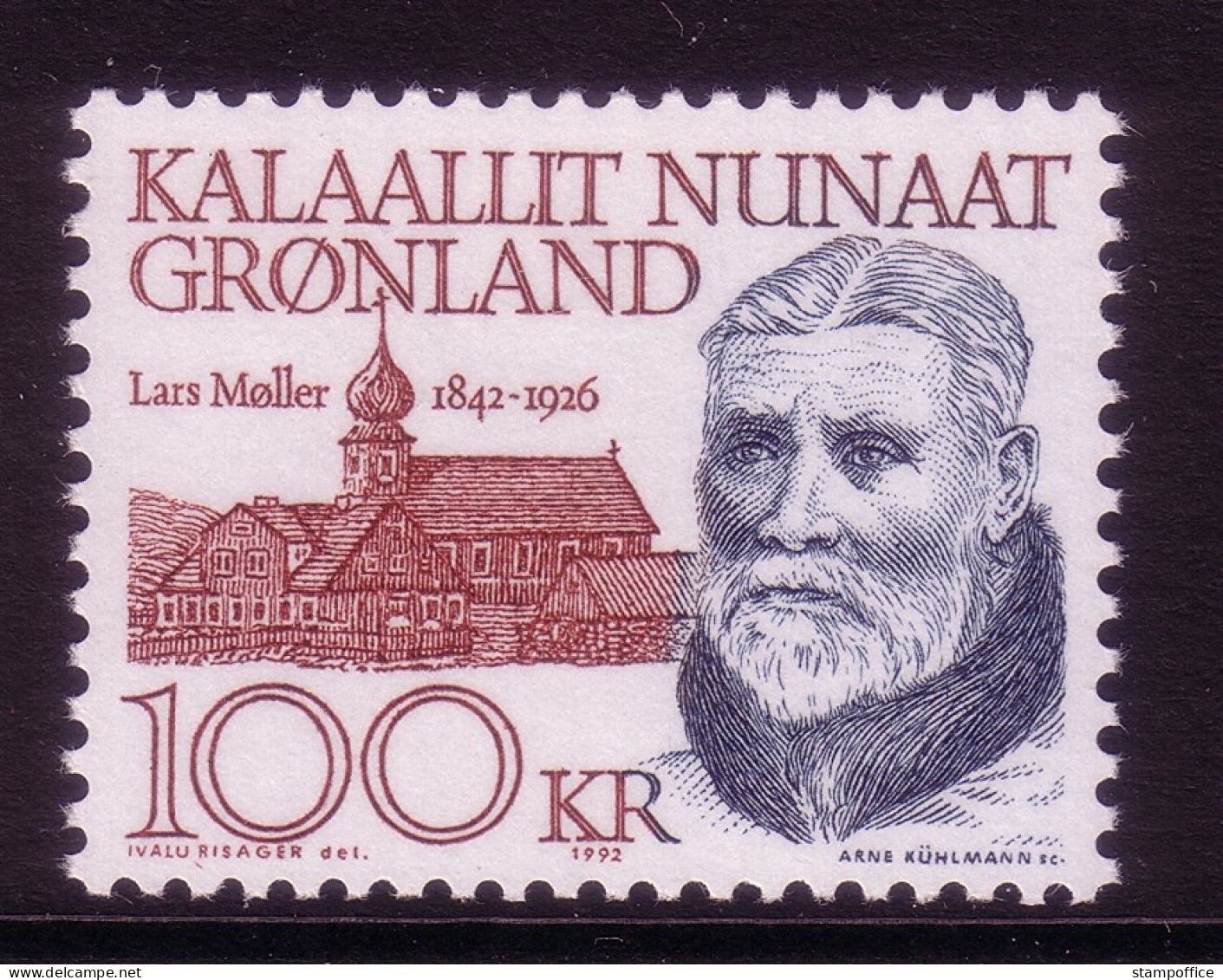 GRÖNLAND MI-NR. 227 POSTFRISCH(MINT) 150.GEBURTSTAG LARS MÖLLER ZEITUNGSVERLEGER KIRCHE GODTHÄB 1992 - Neufs