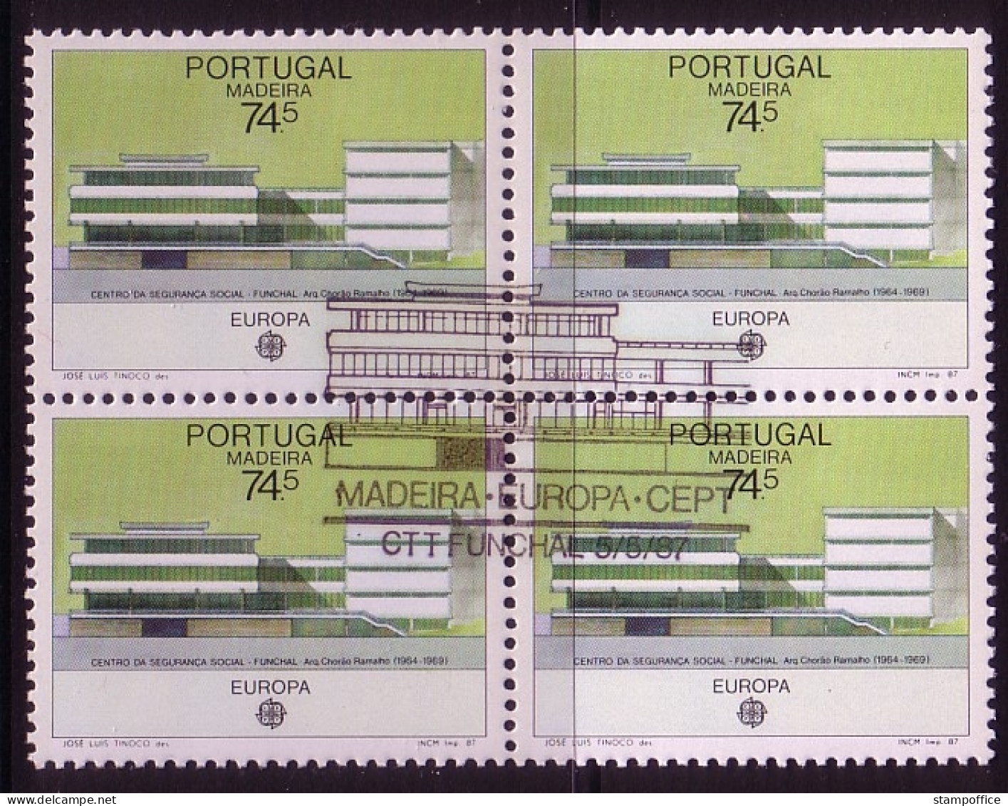 MADEIRA MI-NR. 115 GESTEMPELT(USED) 4er BLOCK EUROPA 1987 MODERNE ARCHITEKTUR - 1987