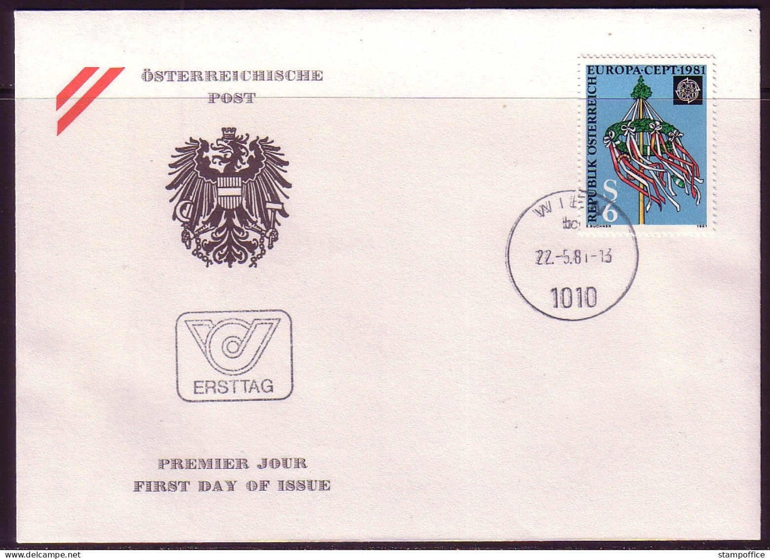 ÖSTERREICH MI-NR. 1671 FDC EUROPA CEPT 1981 FOLKLORE MAIBAUM - 1981