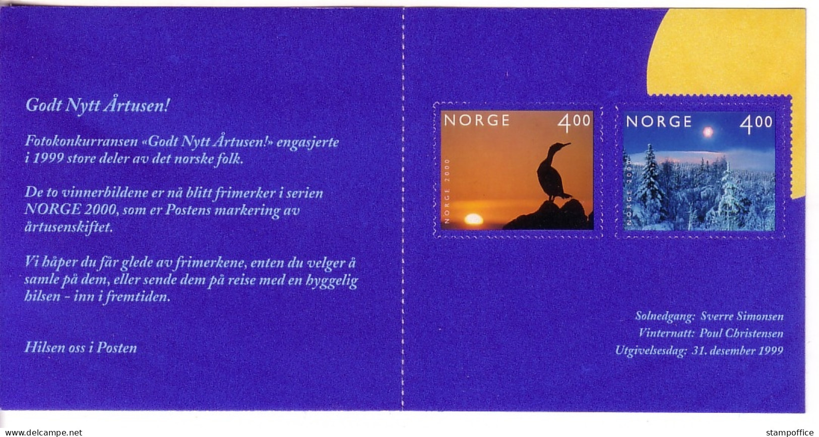 NORWEGEN MH Mit MI-NR. 1335-1336 POSTFRISCH(MINT) JAHRTAUSENDWENDE(II) 1999 - Markenheftchen