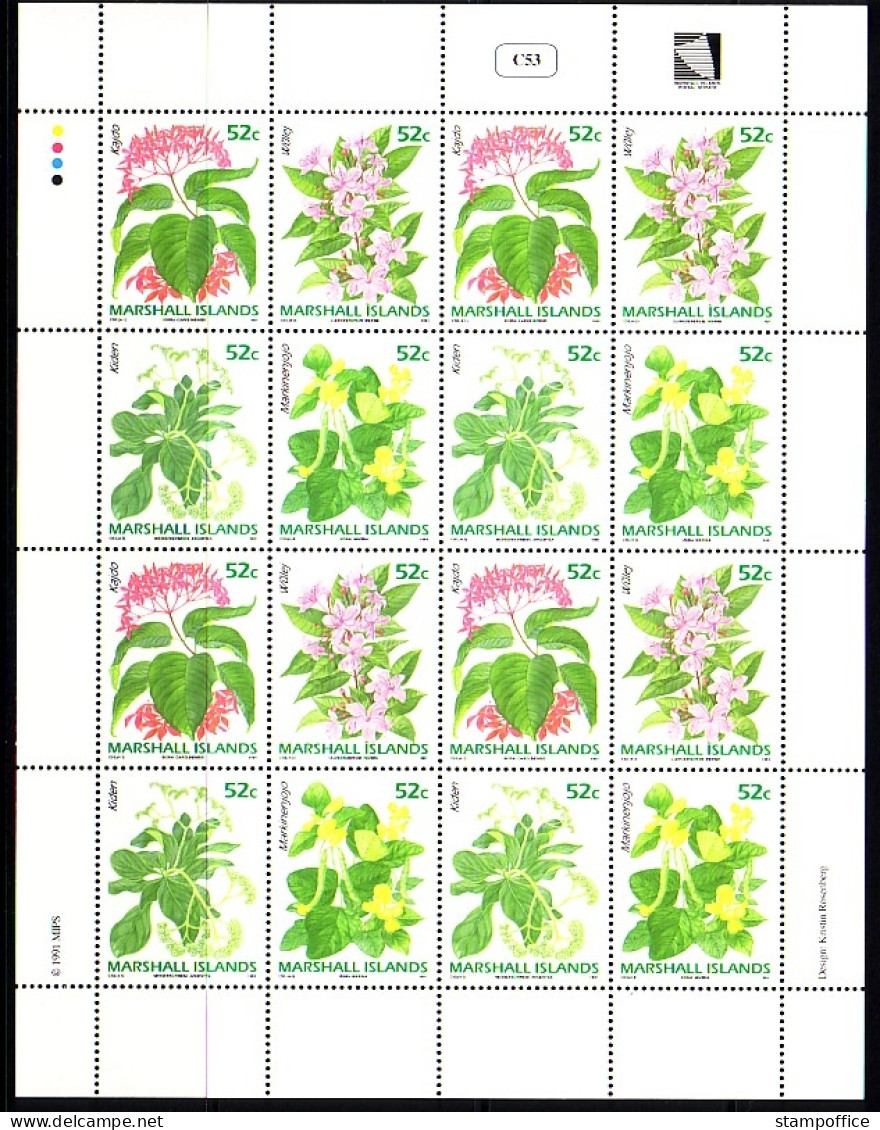 MARSHALL-INSELN MI-NR. 357-360 POSTFRISCH(MINT) BOGEN BLUMEN BRIEFMARKENAUSSTELLUNG PHILANIPPON`91 - Marshallinseln