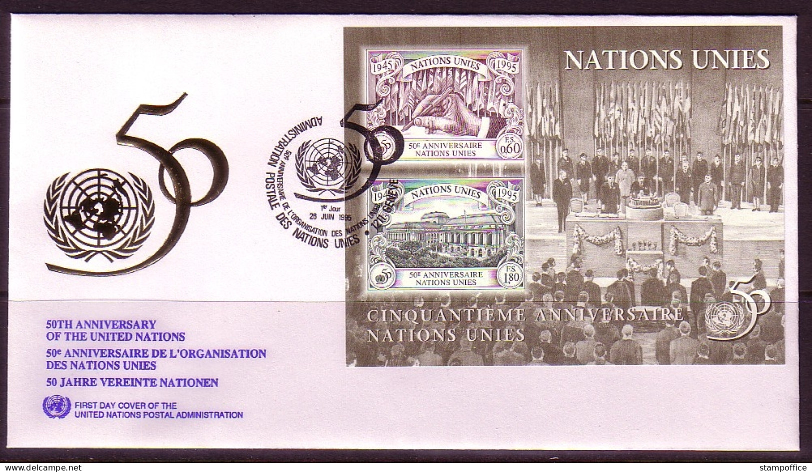 UNO GENF BLOCK 7 FDC WAR MEMORIAL OPERA HOUSE - Blocs-feuillets