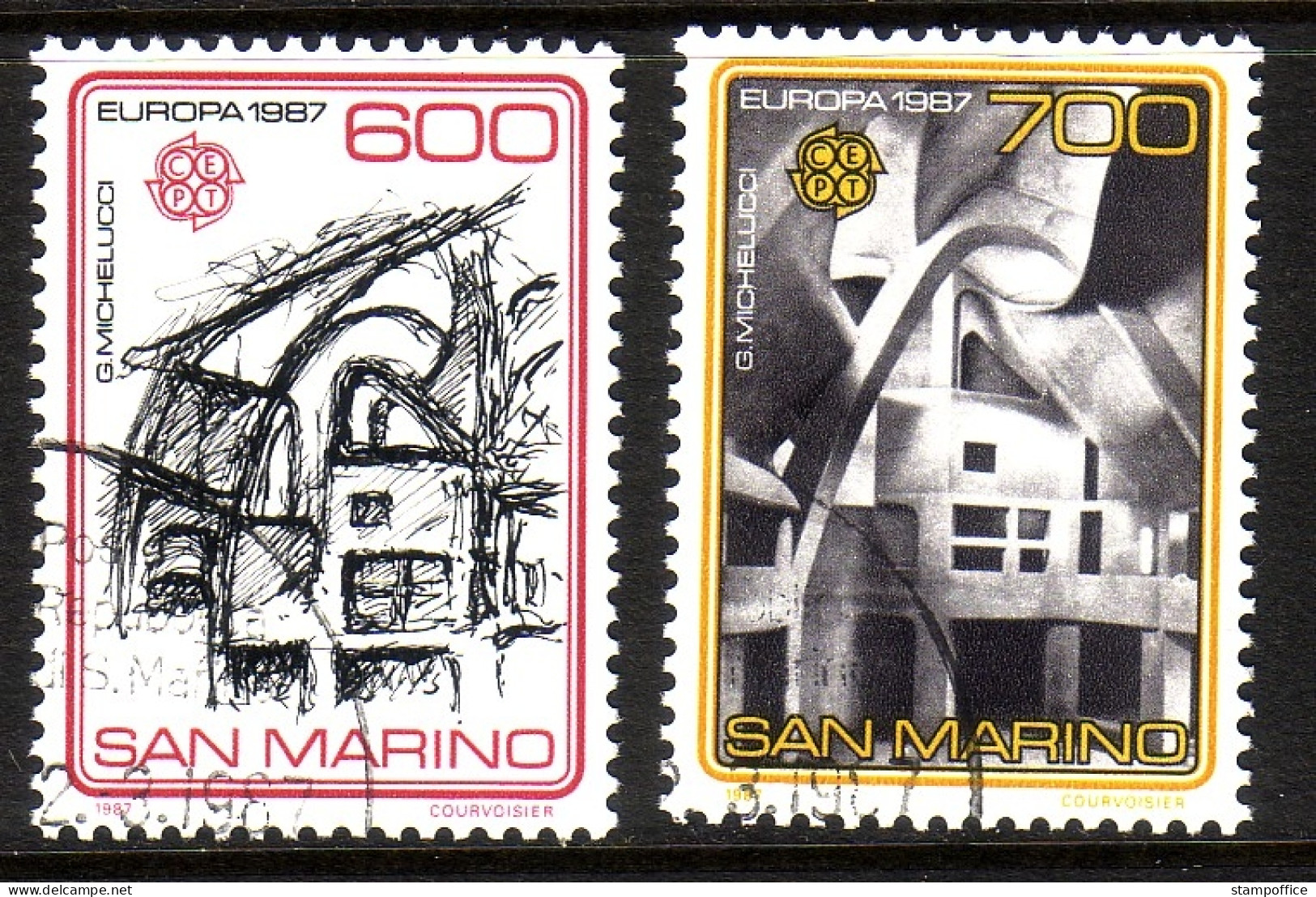 SAN MARINO MI-NR. 1354-1355 GESTEMPELT(USED) EUROPA 1987 MODERNE ARCHITEKTUR KIRCHE - 1987