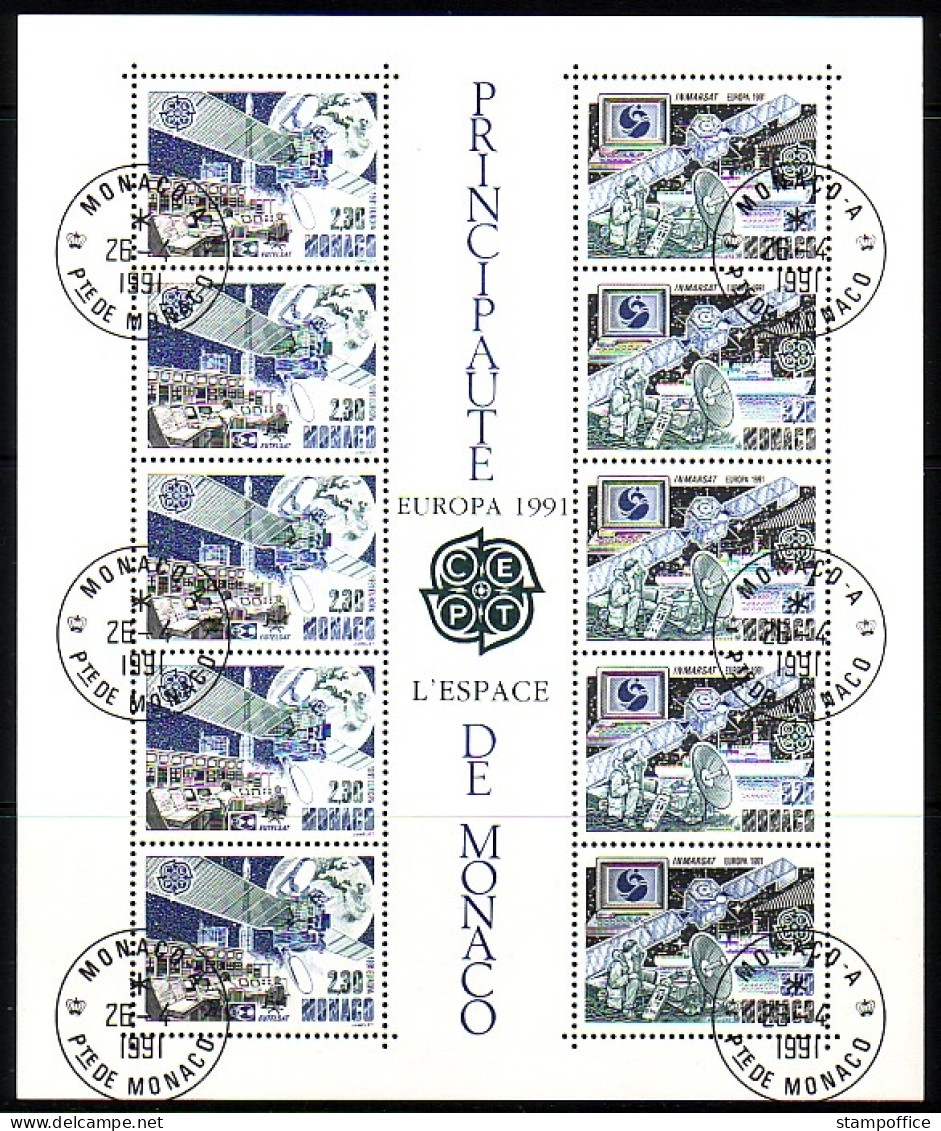 MONACO BLOCK 50 O EUROPA-CEPT 1991 - EUROPÄISCHE WELTRAUMFAHRT SATELLIT - 1991