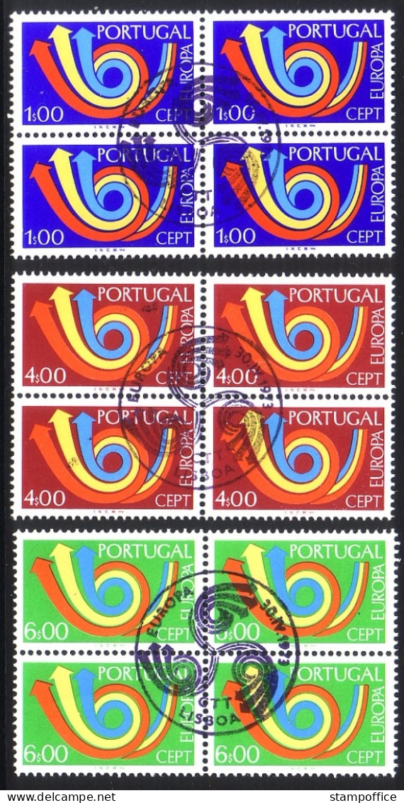 PORTUGAL MI-NR. 1199-1201 GESTEMPELT(USED) 4er BLOCK EUROPA 1973 POSTHORN - 1973