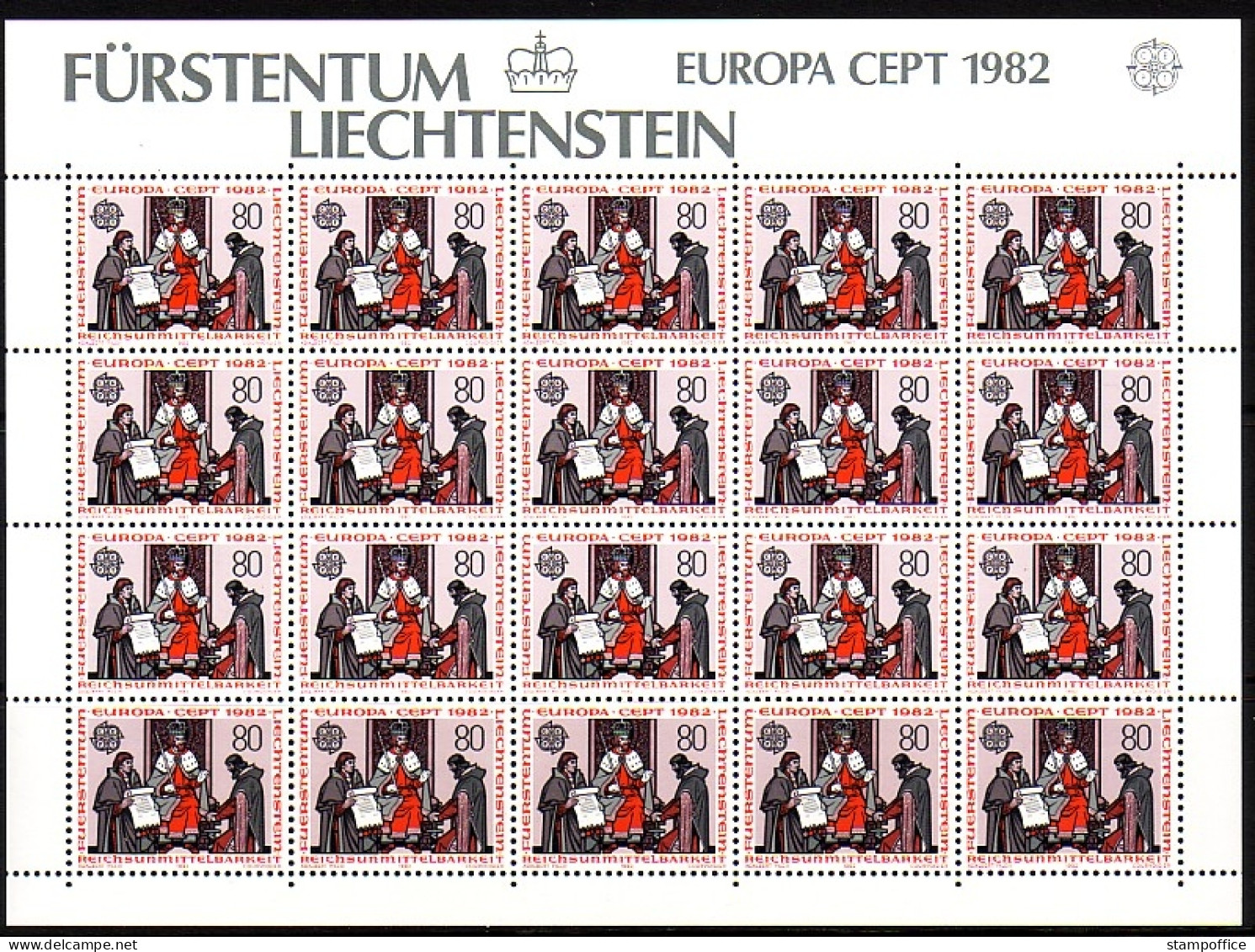 LIECHTENSTEIN MI-NR. 791-792 POSTFRISCH(MINT) KLEINBOGENSATZ EUROPA 1982 HISTORISCHE EREIGNISSE - 1982