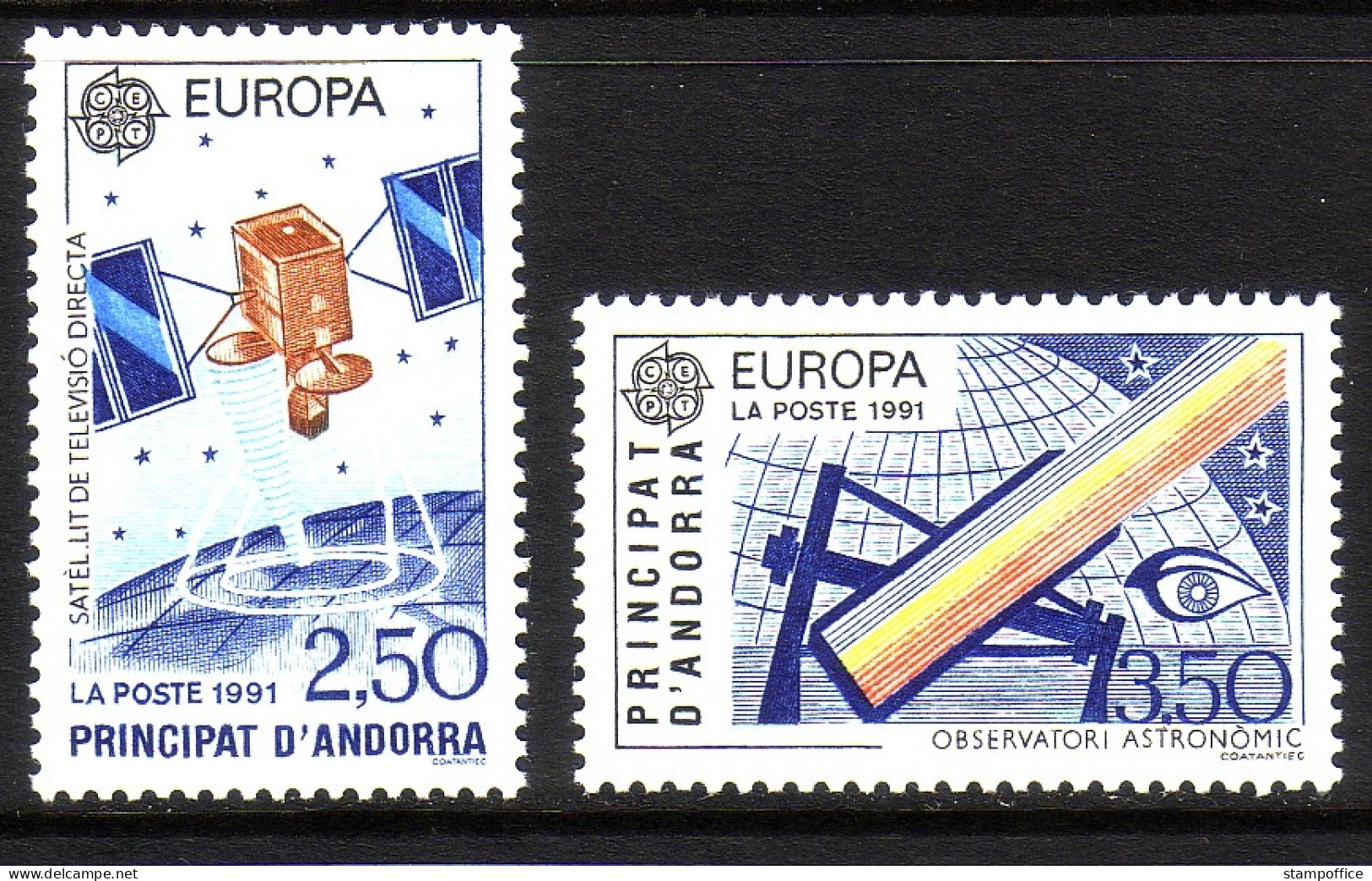 ANDORRA FRANZÖSISCH MI-NR. 423-424 POSTFRISCH(MINT) EUROPA 1991 EUROPÄISCHE WELTRAUMFAHRT SATELLIT - 1991