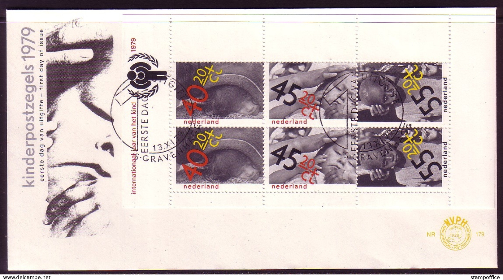 NIEDERLANDE BLOCK 20 FDC FÜR DAS KIND JAHR DES KINDES 1979 - Blocks & Sheetlets