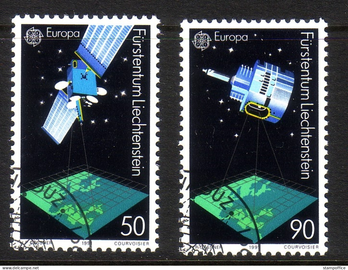 LIECHTENSTEIN MI-NR. 1011-1012 GESTEMPELT(USED) EUROPA 1991 EUROPÄISCHE WELTRAUMFAHRT - 1991