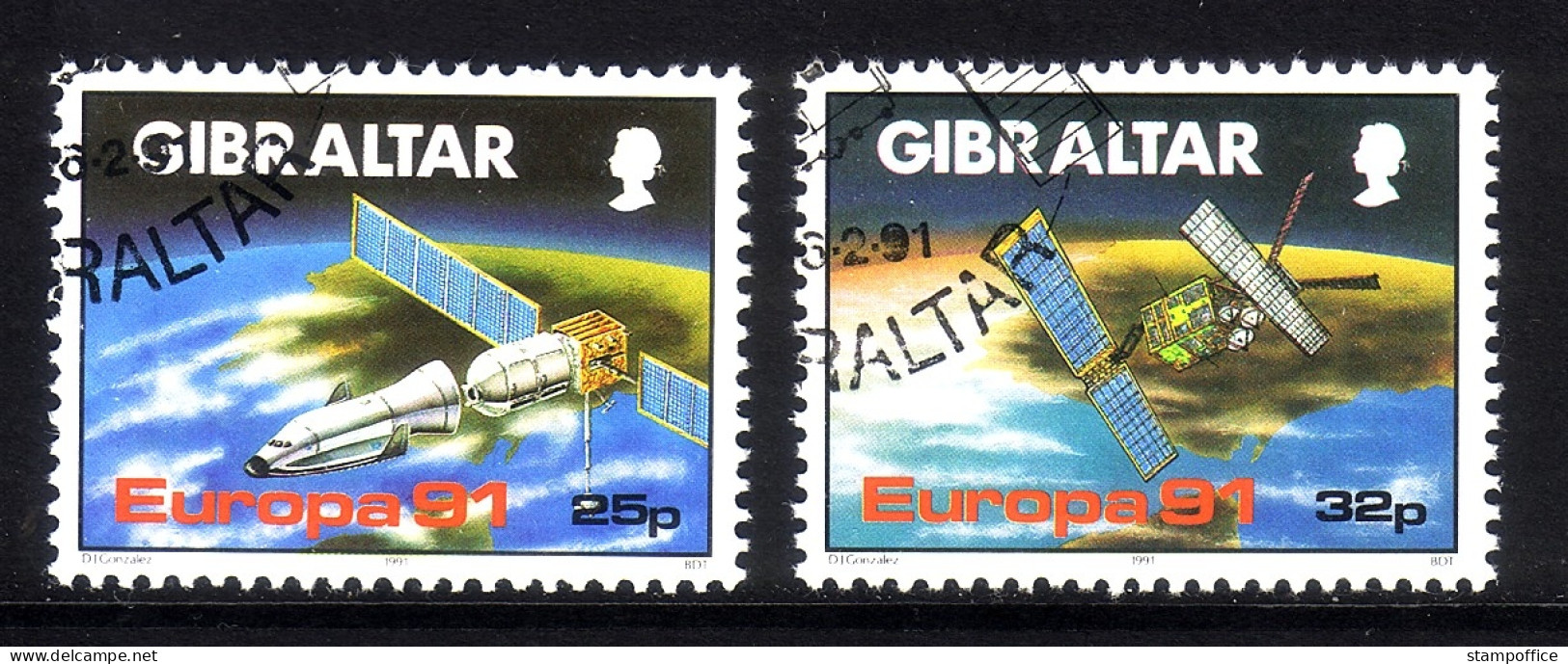 GIBRALTAR MI-NR. 613-614 O EUROPA 1991 - EUROPÄISCHE WELTRAUMFAHRT - 1991