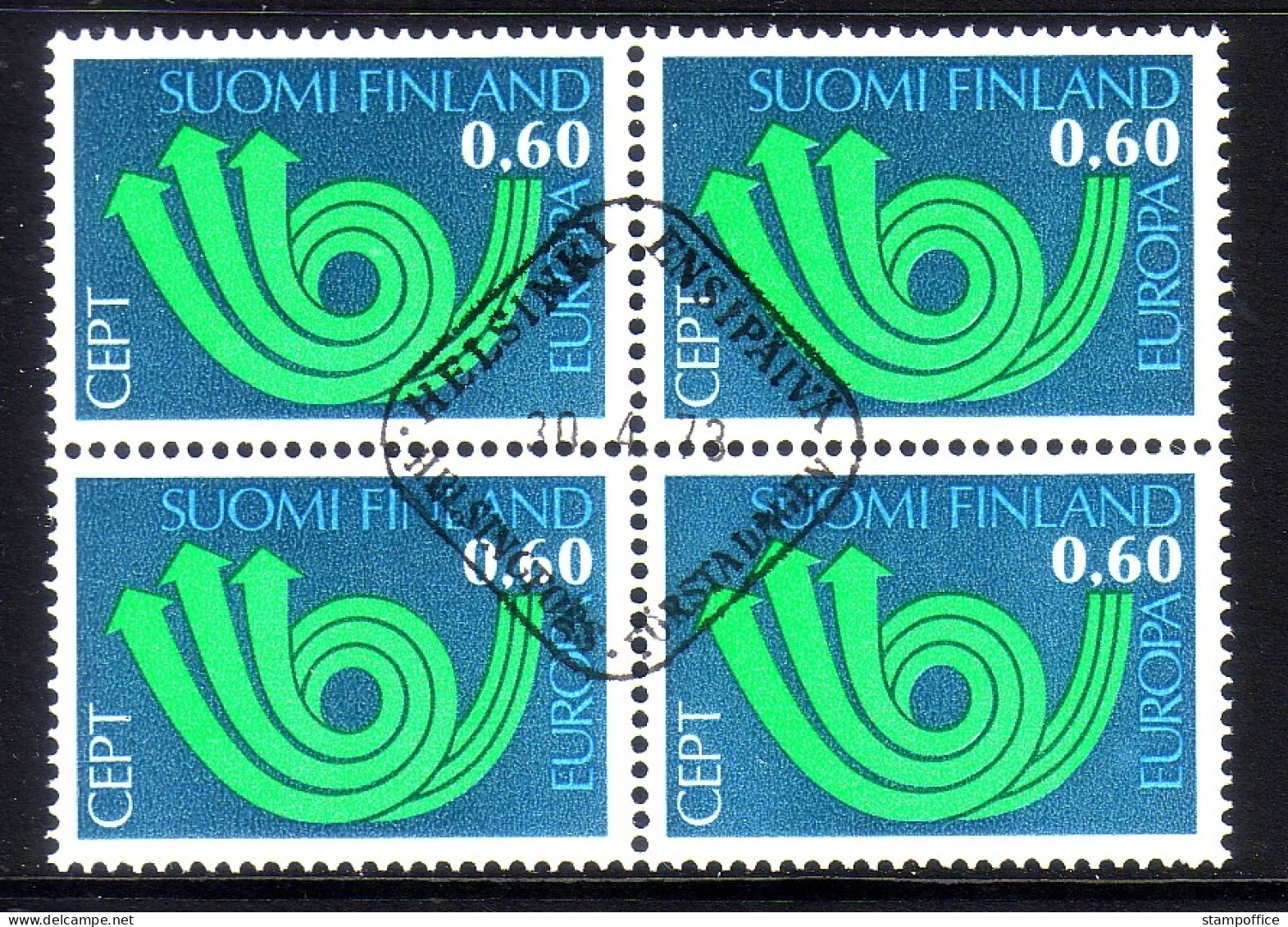 FINNLAND MI-NR. 722 O 4er BLOCK EUROPA 1973 - POSTHORN - 1973