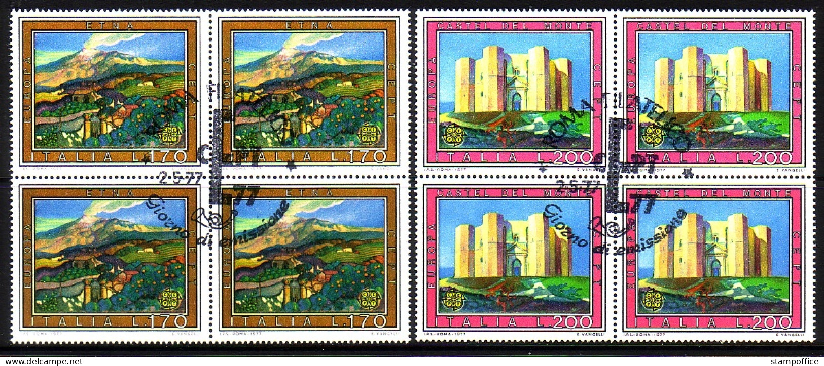 ITALIEN MI-NR. 1567-1568 O 4er BLOCK EUROPA 1977 - LANDSCHAFTEN - 1977