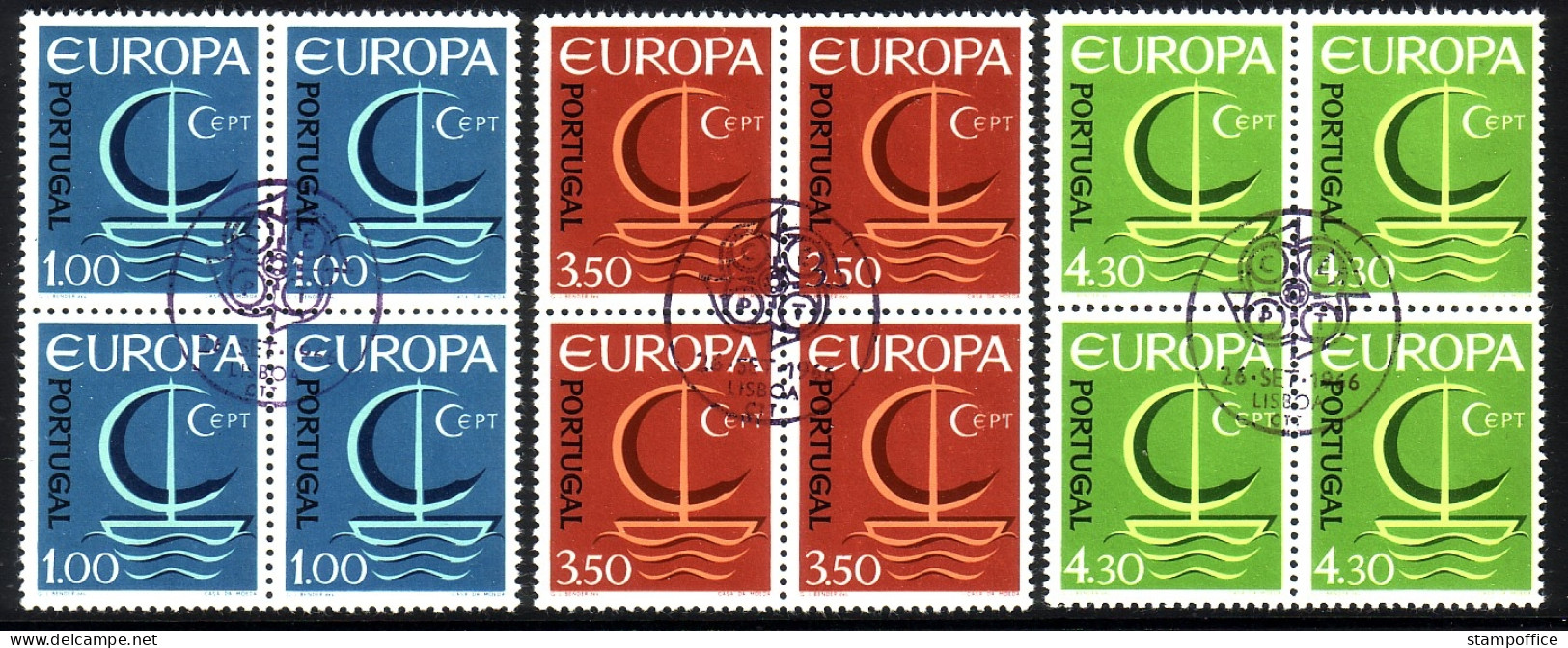 PORTUGAL MI-NR. 1012-1014 GESTEMPELT(USED) 4er BLOCK EUROPA 1966 SEGEL - 1966