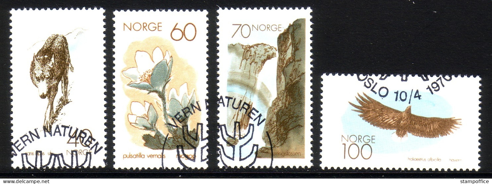 NORWEGEN MI-NR. 602-605 O MITLÄUFER 1970 - NATURSCHUTZJAHR - WOLF, SEEADLER - Animalez De Caza