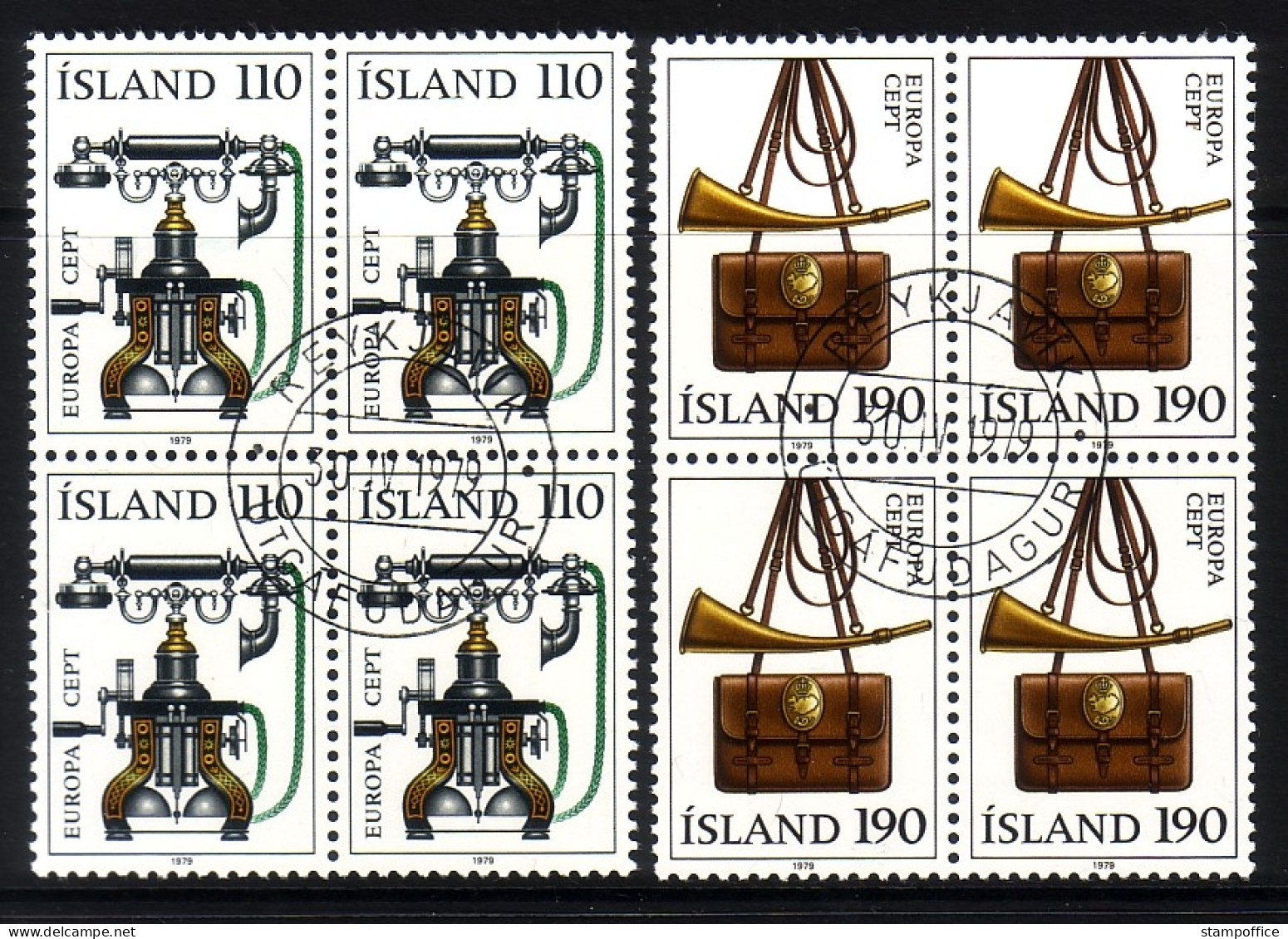 ISLAND MI-NR. 539-540 O 4er BLOCK EUROPA 1979 POST- Und FERNMELDEWESEN - Gebruikt