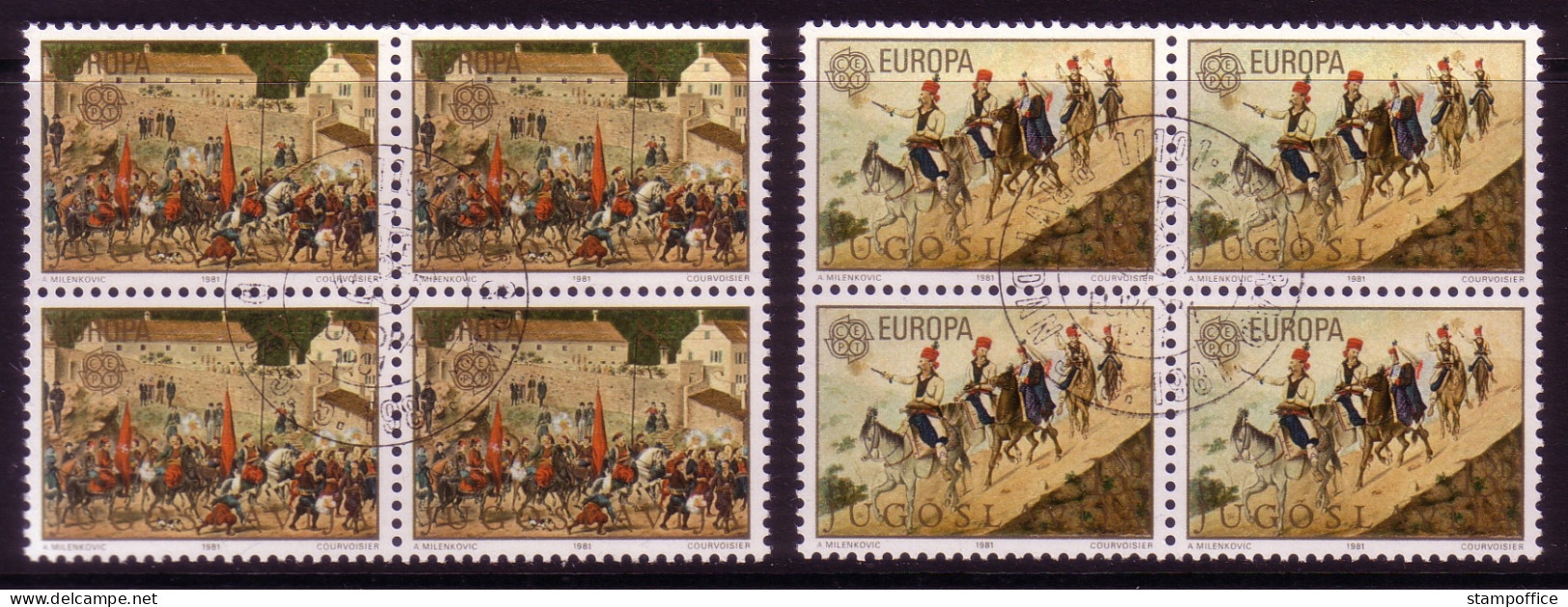 JUGOSLAWIEN MI-NR. 1883-1884 GESTEMPELT(USED) 4er BLOCK EUROPA 1981 FOLKLORE GEMÄLDE - Gebraucht