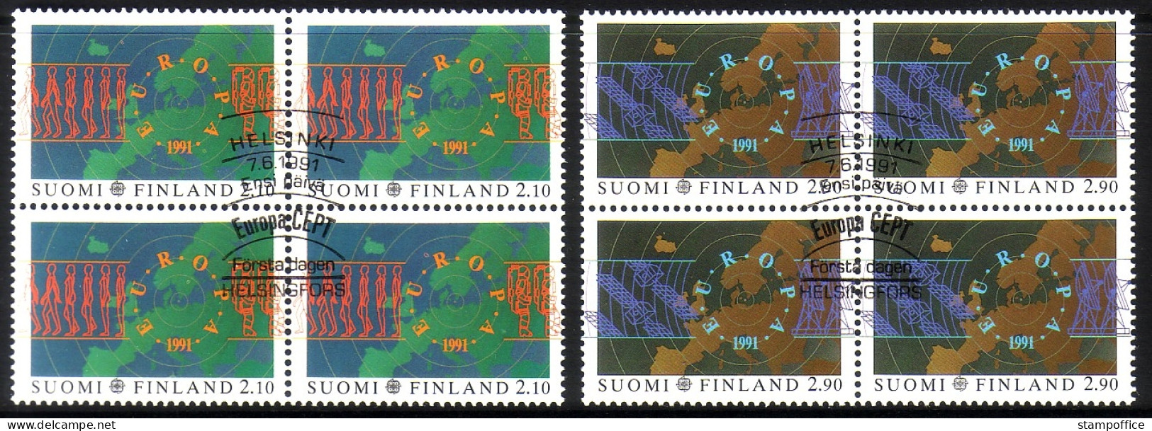 FINNLAND MI-NR. 1144-1145 O 4er BLOCK EUROPA 1991 - EUROPÄISCHE WELTRAUMFAHRT SATELLIT - 1991