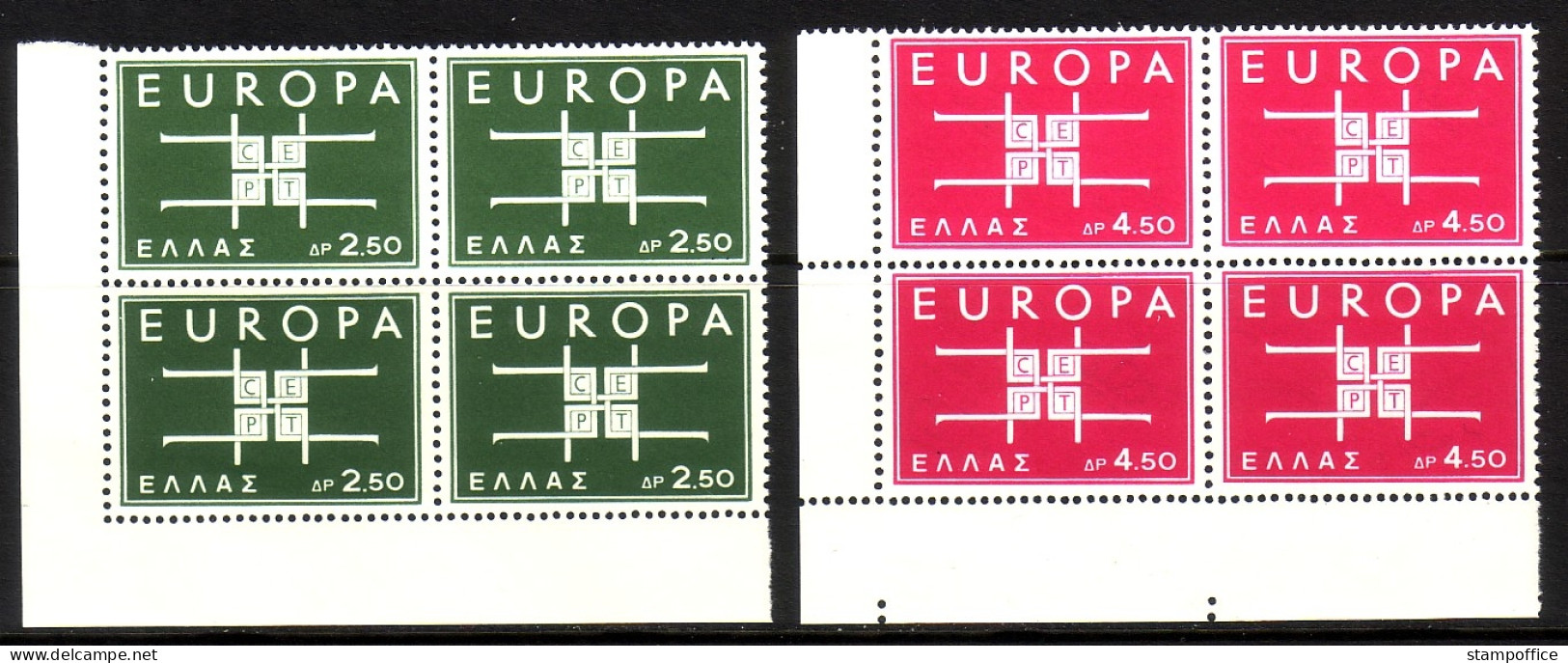 GRIECHENLAND MI-NR. 821-822 POSTFRISCH(MINT) 4er BLOCK EUROPA 1963 - Nuevos
