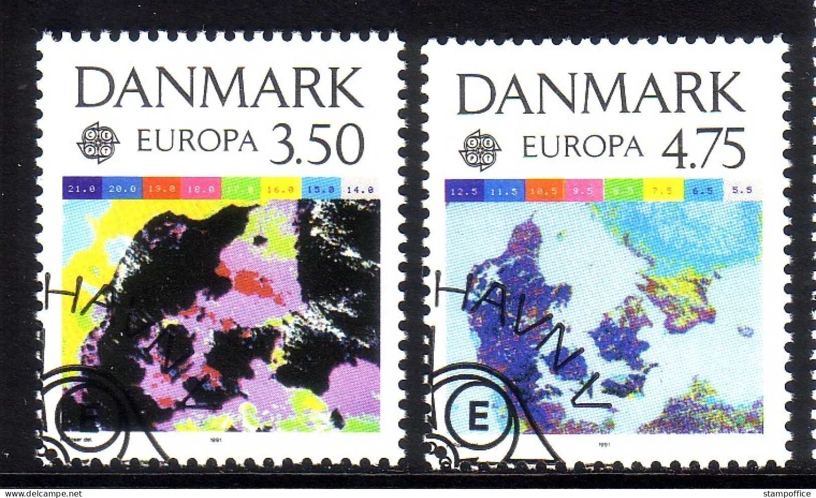 DÄNEMARK MI-NR. 1000-1001 O EUROPA 1991 - EUROPÄISCHE WELTRAUMFAHRT - 1991