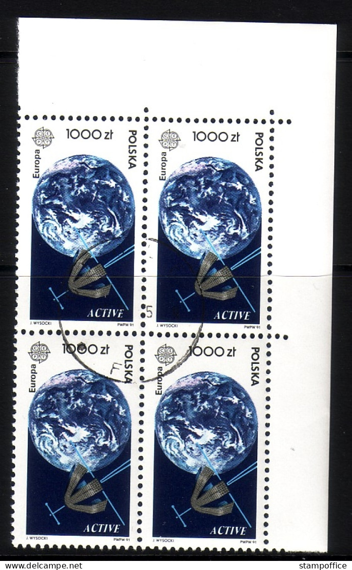 POLEN MI-NR. 2331 O ECKRANDVIERERBLOCK EUROPA 1991 EUROPÄISCHE WELTRAUMFAHRT - 1991