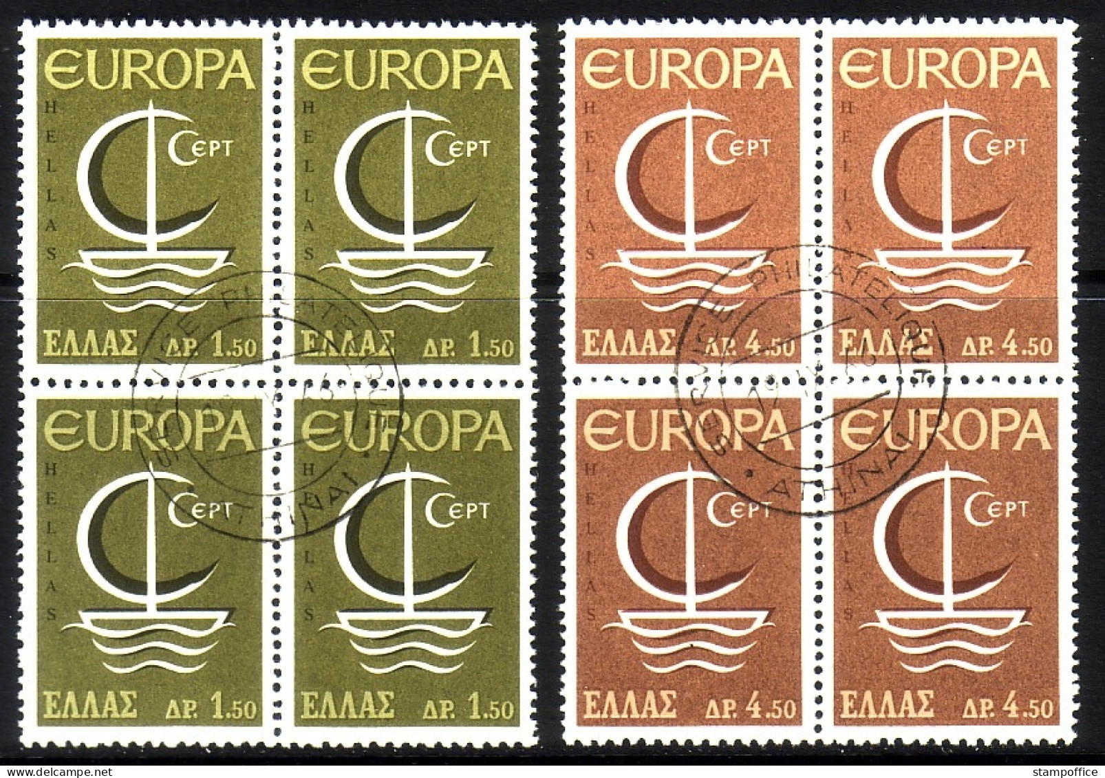 GRIECHENLAND MI-NR. 919-920 O 4er BLOCK EUROPA 1966 - SEGEL - 1966