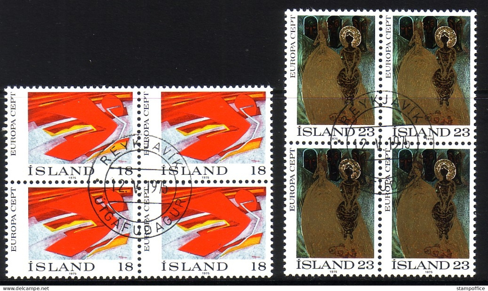 ISLAND MI-NR. 502-503 GESTEMPELT(USED) 4er BLOCK EUROPA 1975 GEMÄLDE - 1975