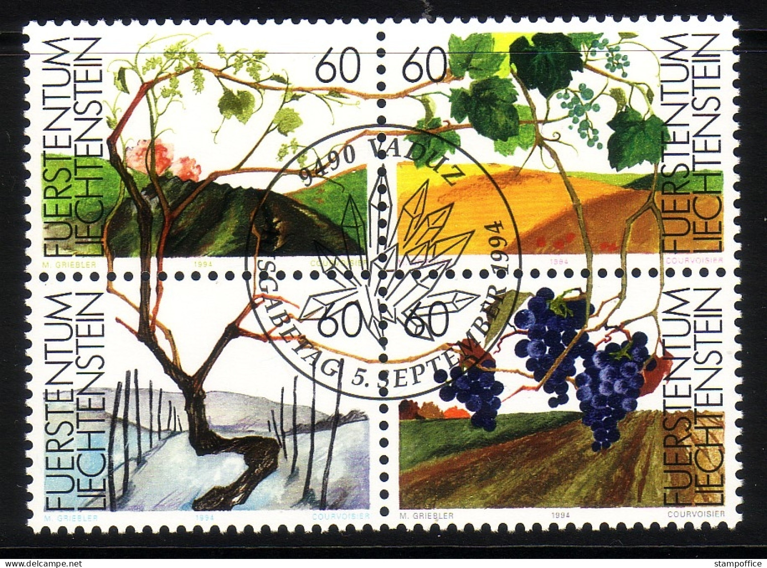 LIECHTENSTEIN MI-NR. 1089-1092 GESTEMPELT(USED) WEINREBE IN 4 JAHRESZEITEN 1994 - Gebraucht