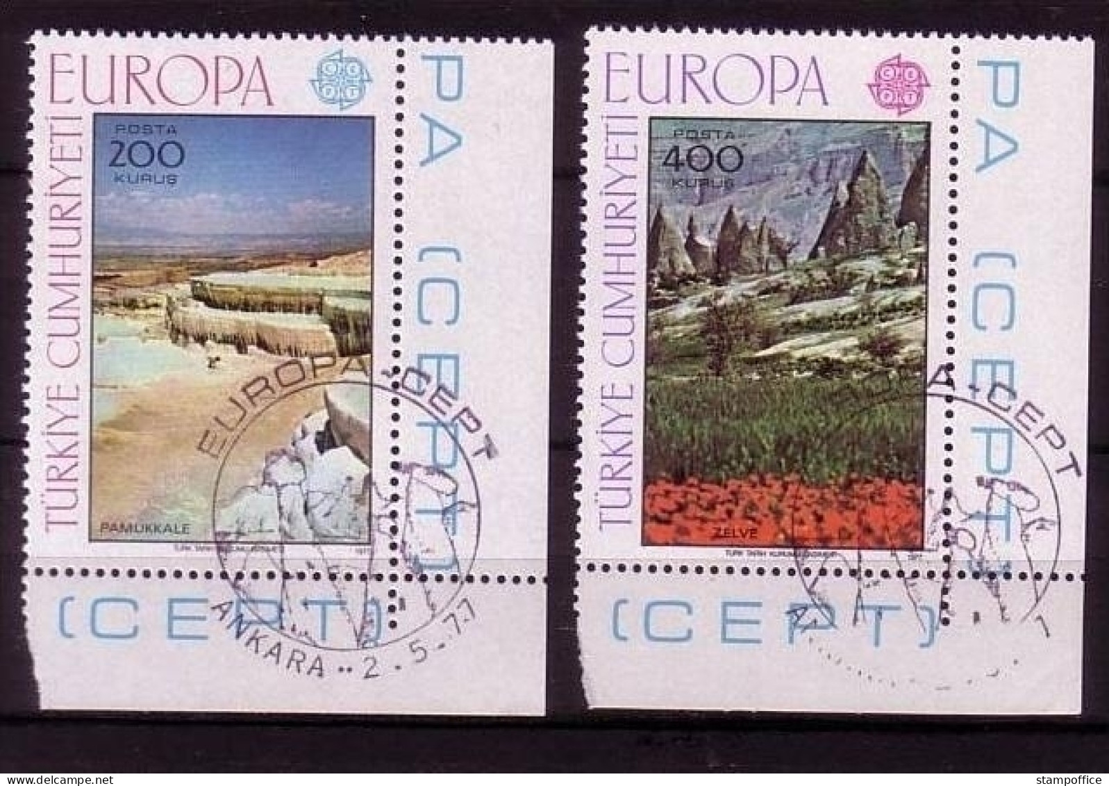 TÜRKEI MI-NR. 2415-2416 O ECKRAND EUROPA 1977 - LANDSCHAFTEN PAMUKKALE - Gebraucht