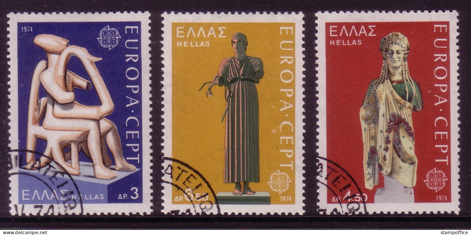 GRIECHENLAND MI-NR. 1166-1168 GESTEMPELT(USED) EUROPA 1974 SKULPTUREN - 1974