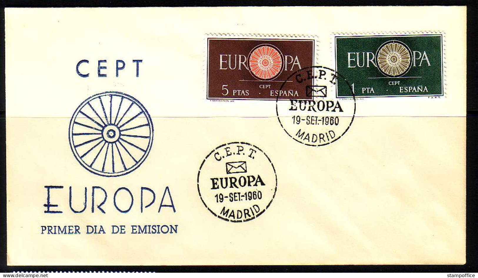 SPANIEN MI-NR. 1189-1190 FDC EUROPA CEPT 1960 WAGENRAD - FDC