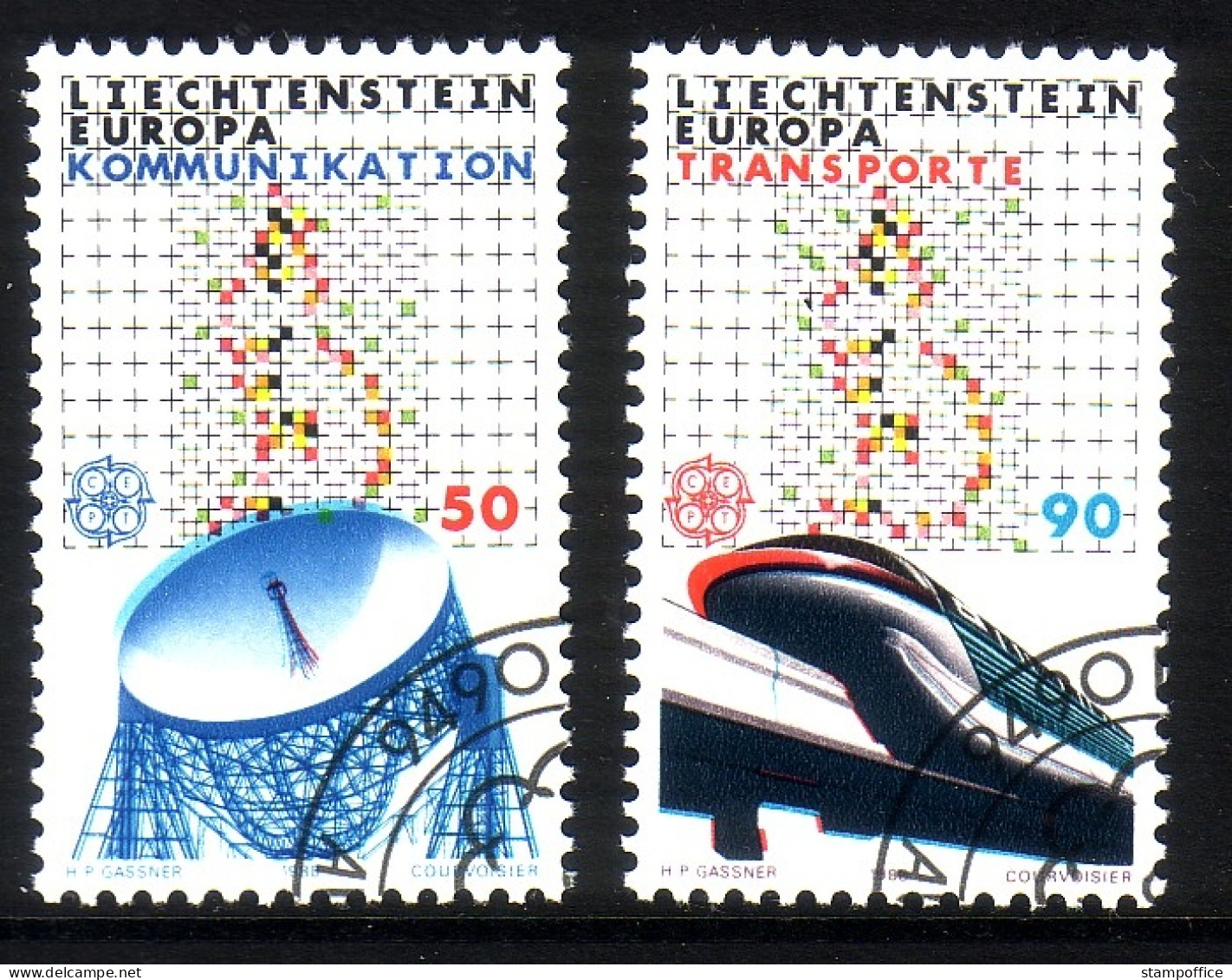 LIECHTENSTEIN MI-NR. 937-938 GESTEMPELT(USED) EUROPA 1988 MAGNETSCHWEBEBAHN RADIOTELESKOP - 1988