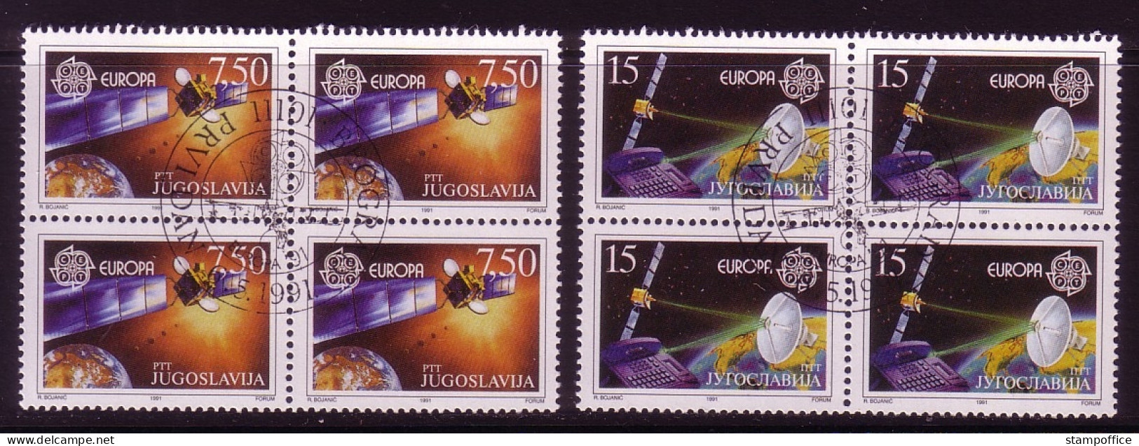 JUGOSLAWIEN MI-NR. 2476-2477 GESTEMPELT(USED) 4er BLOCK EUROPA 1991 WELTRAUMFAHRT - 1991