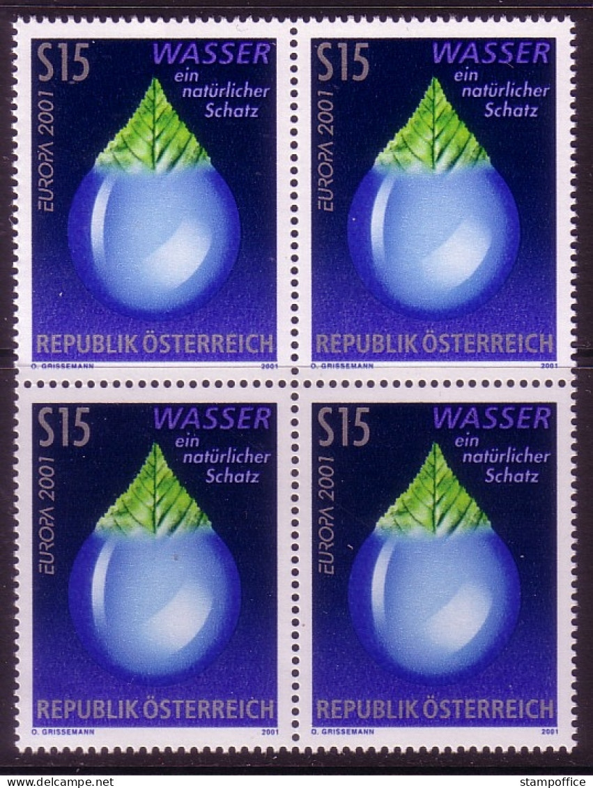 ÖSTERREICH MI-NR. 2344 POSTFRISCH(MINT) 4er BLOCK EUROPA 2001 - WASSER - 2001