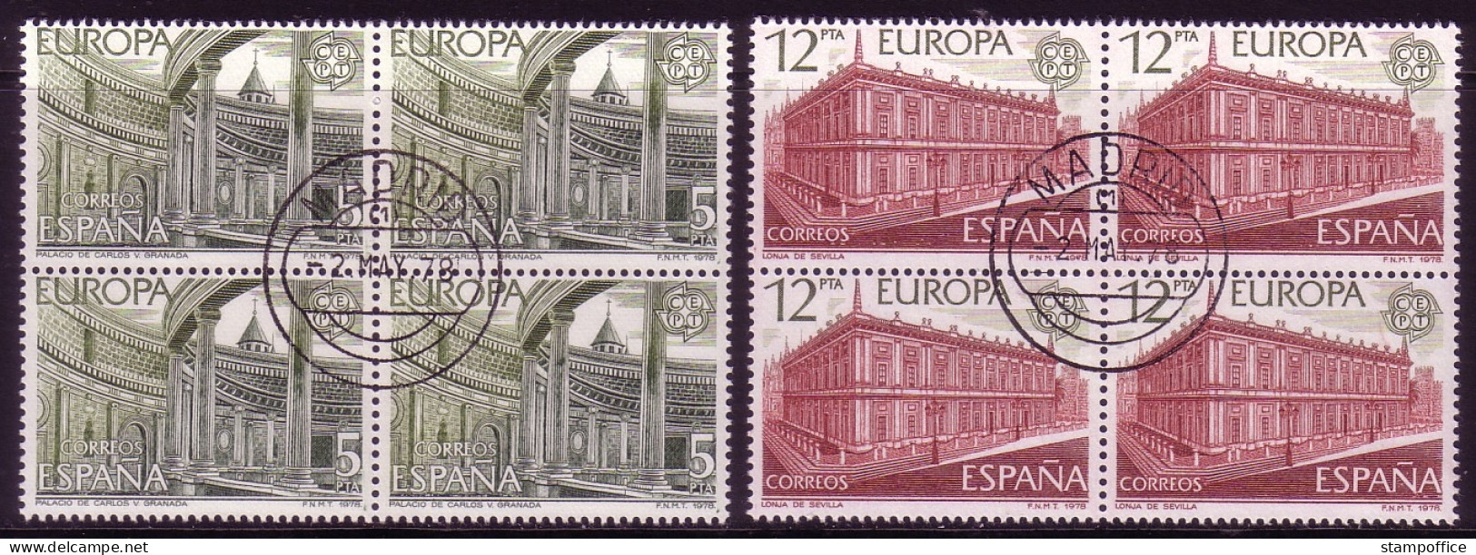 SPANIEN MI-NR. 2366-2367 O 4er BLOCK EUROPA 1978 - BAUDENKMÄLER - 1978