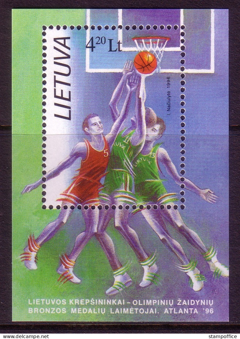 LITAUEN BLOCK 8 POSTFRISCH(MINT) GEWINN DER BRONZEMEDALLIE IM BASKETBALL BEI DER OLYMPIADE 1996 ATLANTA - Lithuania