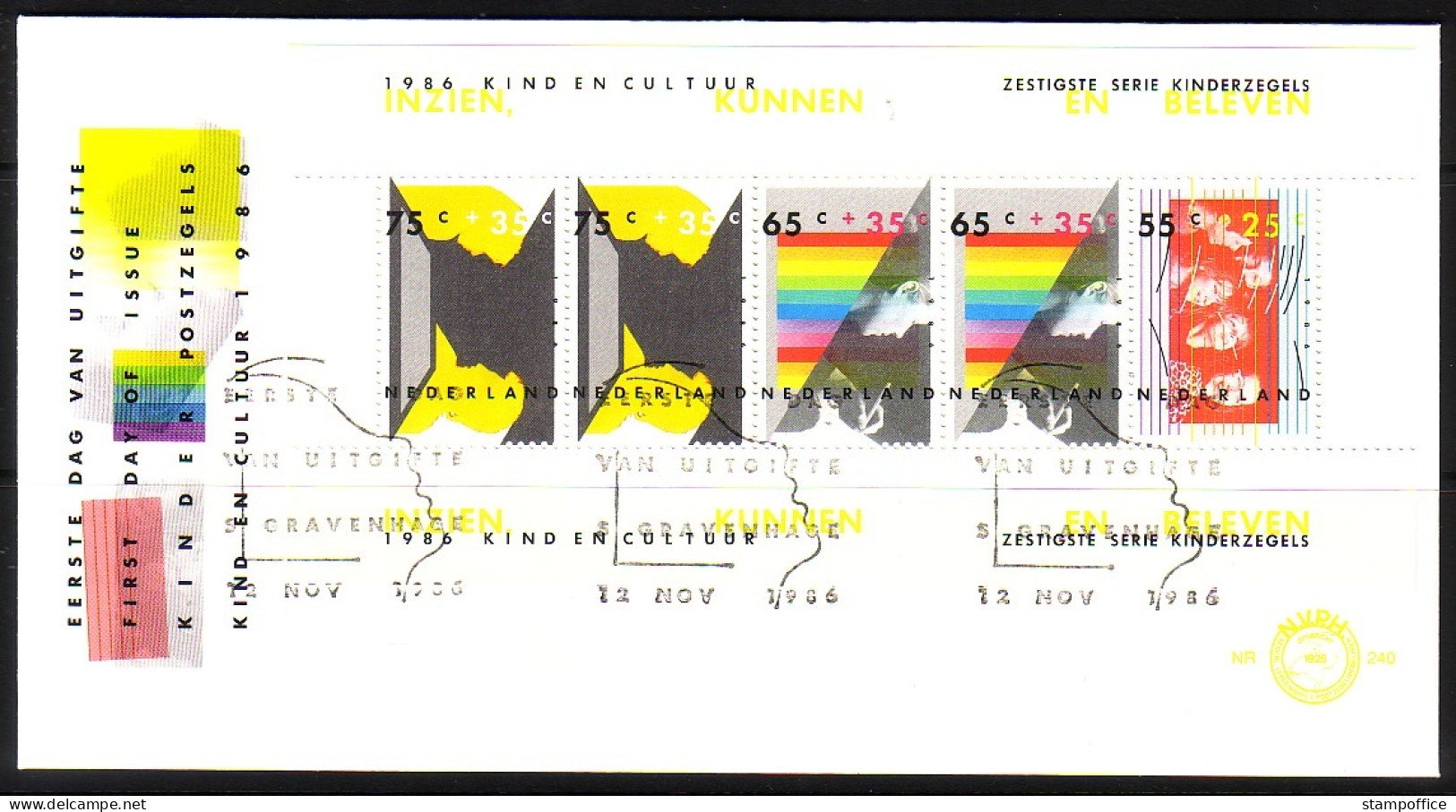 NIEDERLANDE BLOCK 29 FDC KIND UND KULTUR 1986 - Blocks & Sheetlets