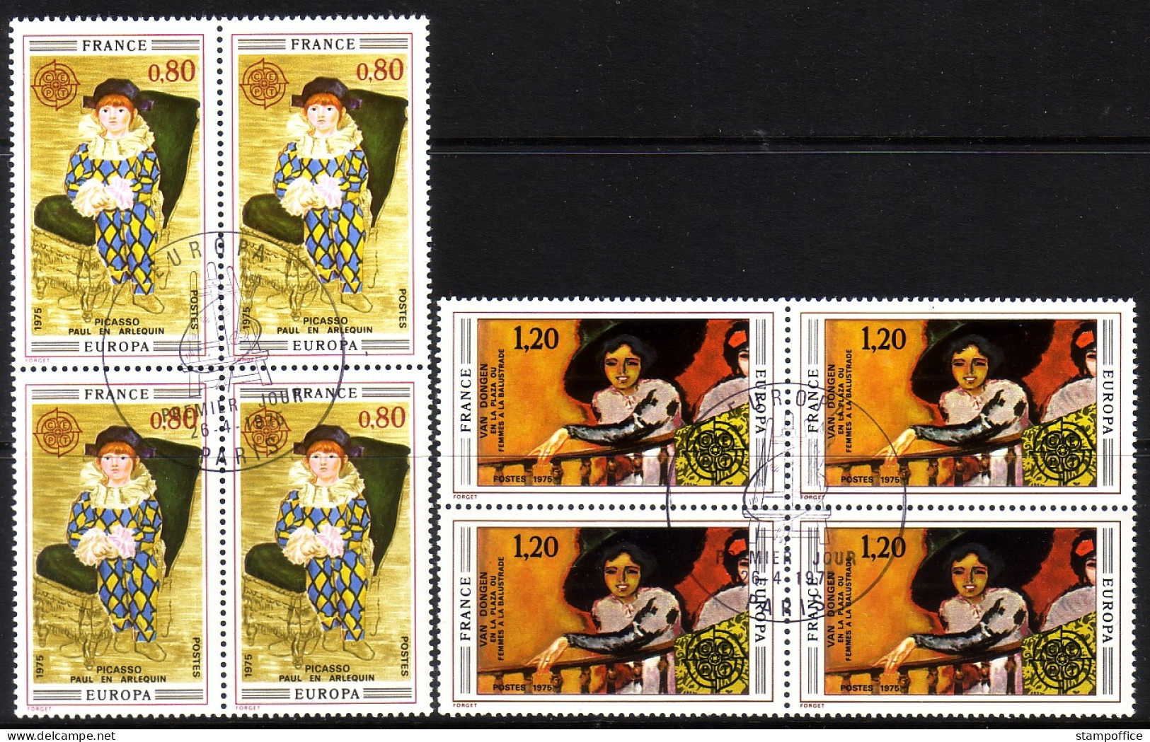 FRANKREICH MI-NR. 1915-1916 GESTEMPELT(USED) 4er BLOCK EUROPA 1975 GEMÄLDE PICASSO - 1975