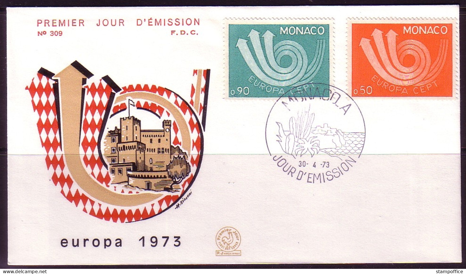 MONACO MI-NR 1073-1074 FDC CEPT 1973 POSTHORN - 1973