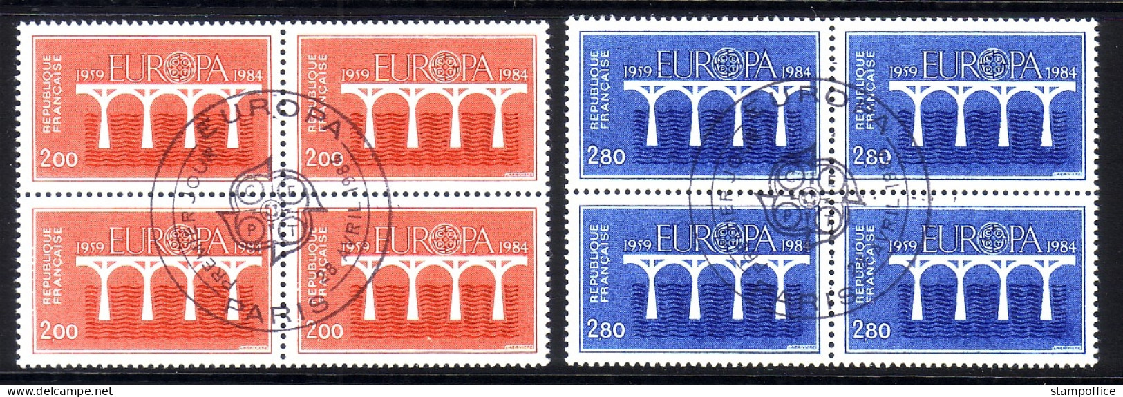 FRANKREICH MI-NR. 2441-2442 GESTEMPELT(USED) 4er BLOCK EUROPA 1984 - BRÜCKE - 1984