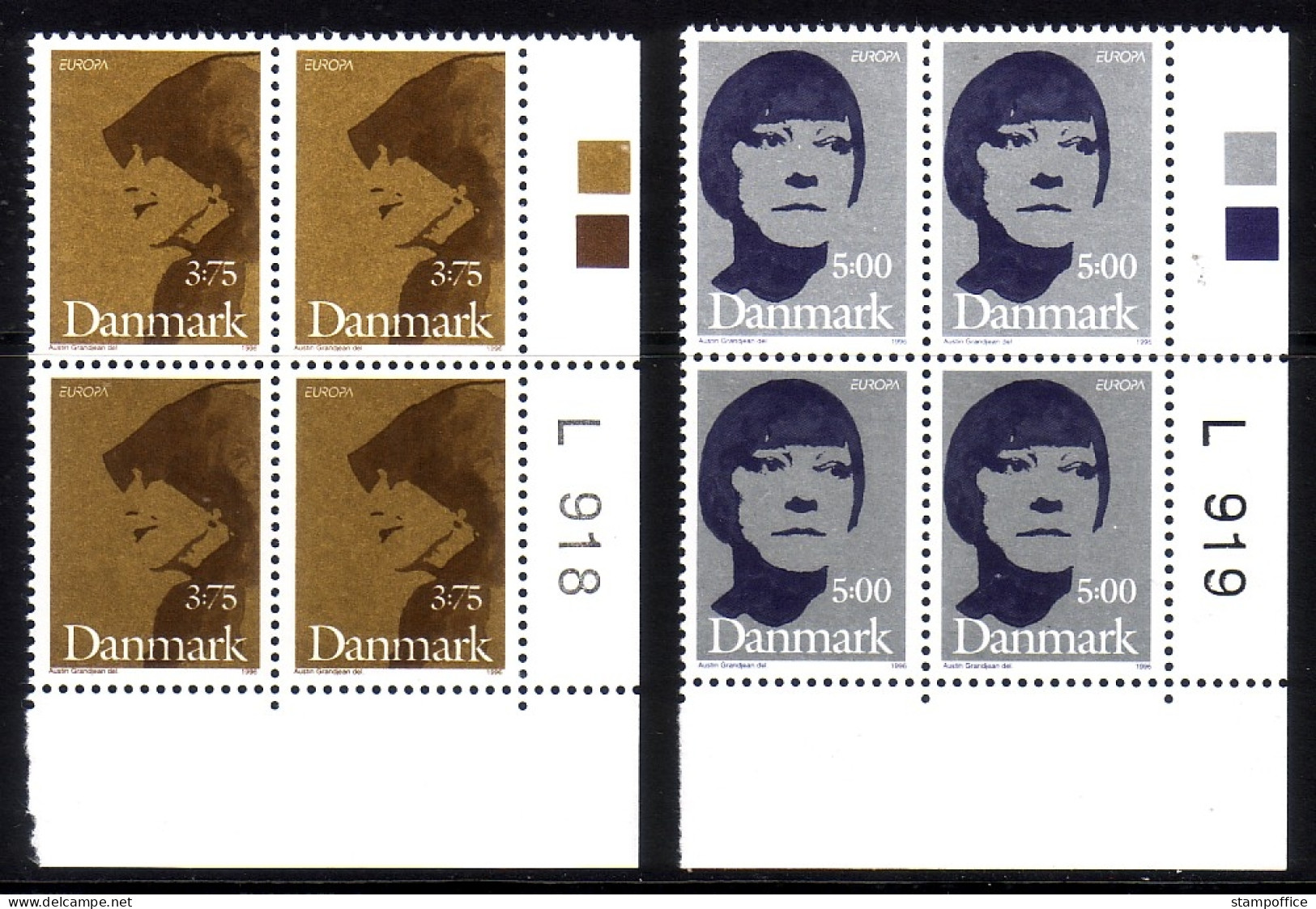 DÄNEMARK MI-NR. 1124-1125 POSTFRISCH(MINT) 4er BLOCK EUROPA 1996 BERÜHMTE FRAUEN ASTA NIELSEN - Neufs