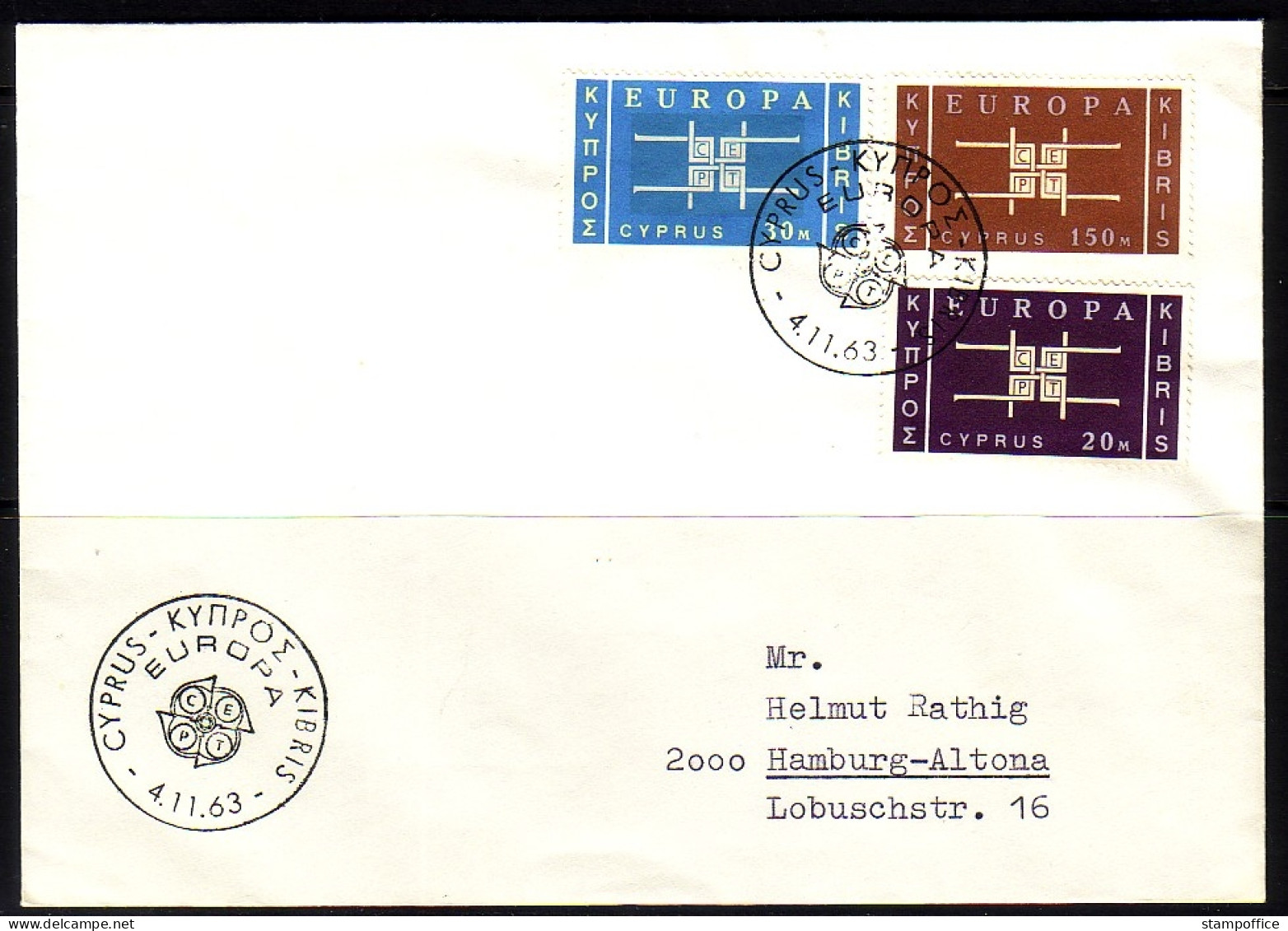 ZYPERN MI-NR. 225-227 FDC EUROPA CEPT 1963 - 1963