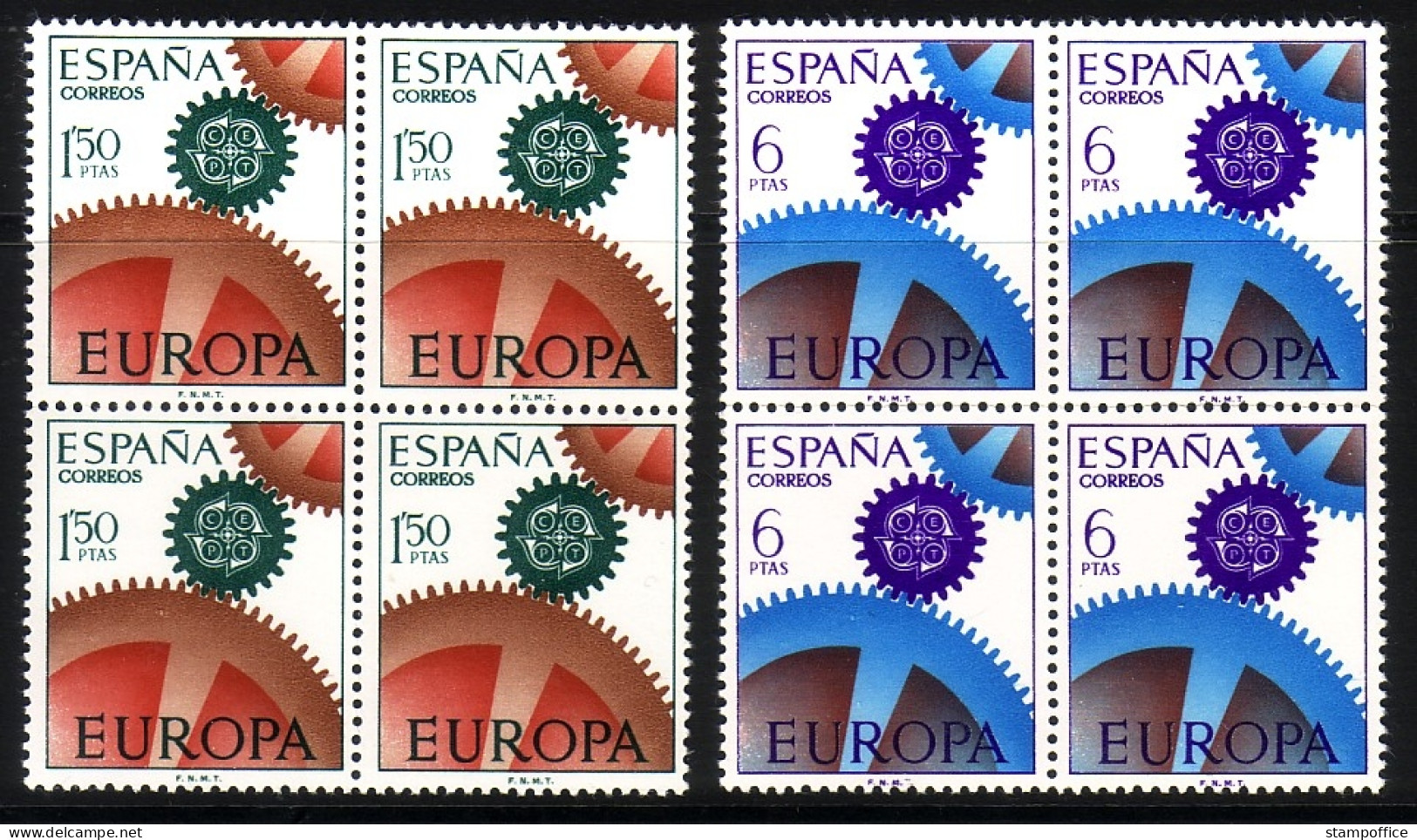 SPANIEN MI-NR. 1682-1683 POSTFRISCH(MINT) 4er BLOCK EUROPA 1967 - ZAHNRÄDER - 1967