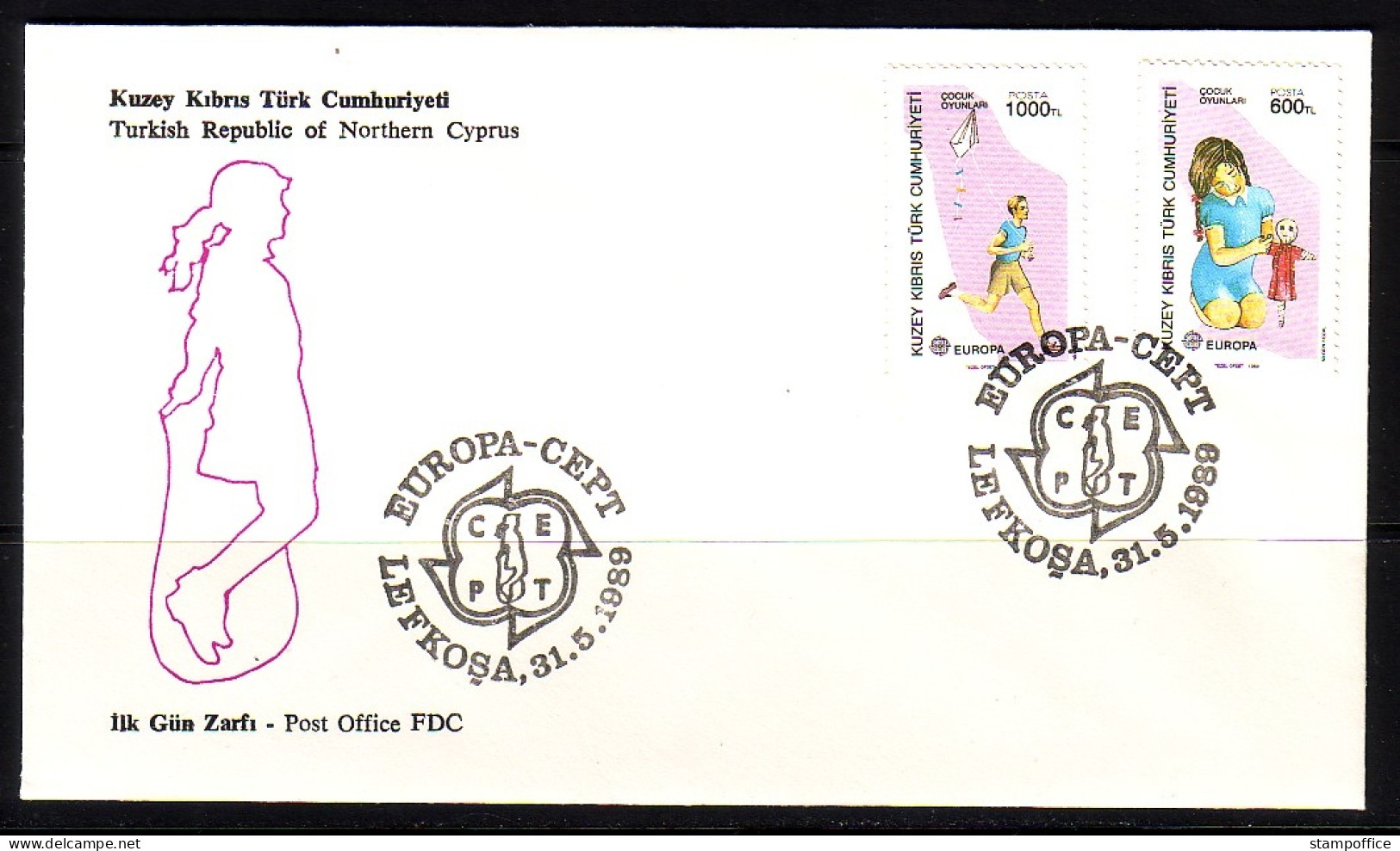 TÜRKISCH ZYPERN MI-NR. 249-250 A FDC EUROPA 1989 - KINDERSPIELE - 1989