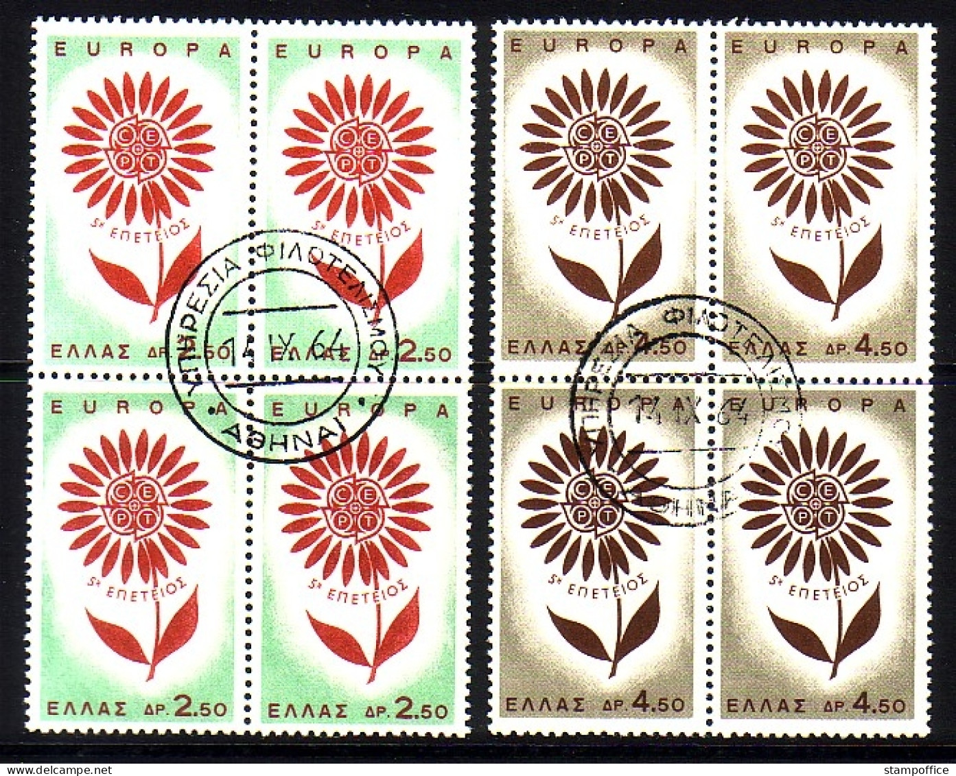 GRIECHENLAND MI-NR. 858-859 GESTEMPELT(USED) 4er BLOCK EUROPA 1964 - 1964