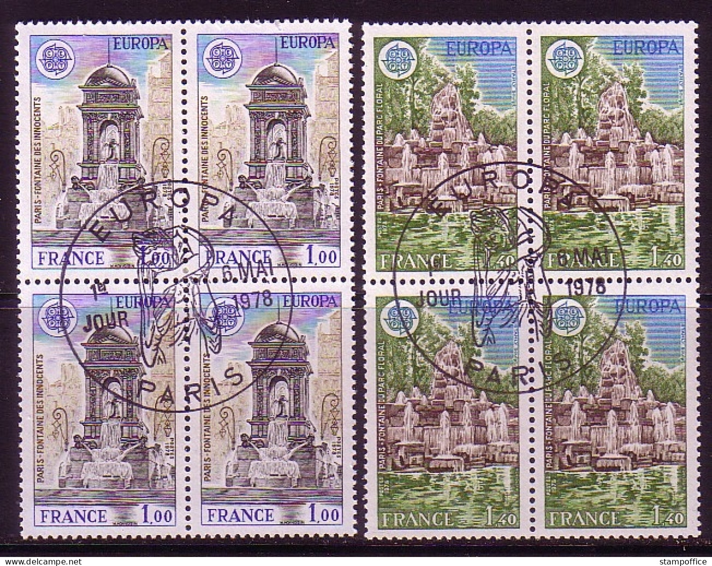 FRANKREICH MI-NR. 2098-2099 O 4er BLOCK EUROPA 1978 - BAUDENKMÄLER BRUNNEN - 1978