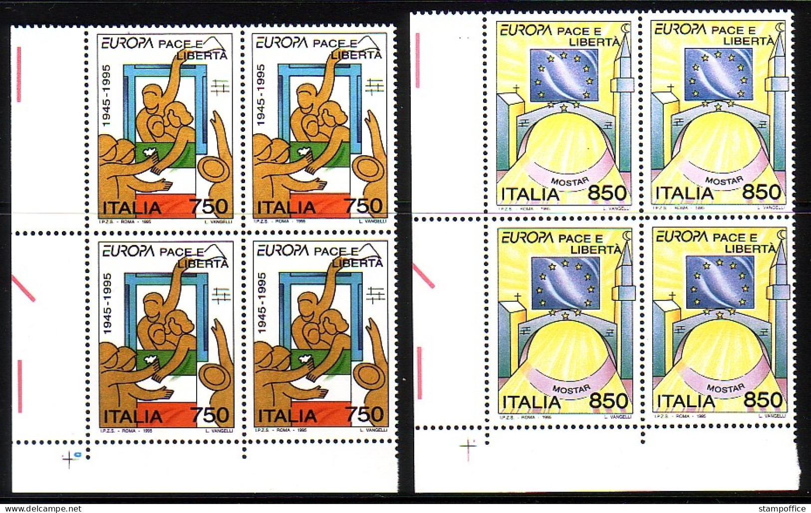 ITALIEN MI-NR. 2383-2384 POSTFRISCH(MINT) 4er BLOCK EUROPA 1995 - FRIEDEN Und FREIHEIT - 1995