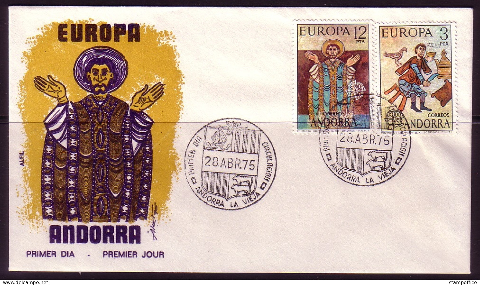 ANDORRA SPANISCH MI-NR. 96-97 FDC CEPT 1975 GEMÄLDE - 1975