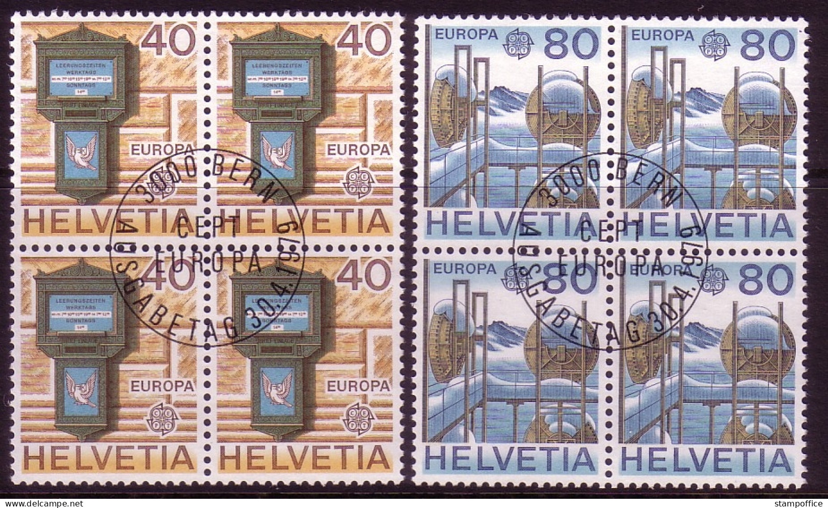 SCHWEIZ MI-NR. 1154-1155 GESTEMPELT(USED) 4er BLOCK EUROPA 1979 POST- Und FERNMELDEWESEN - 1979